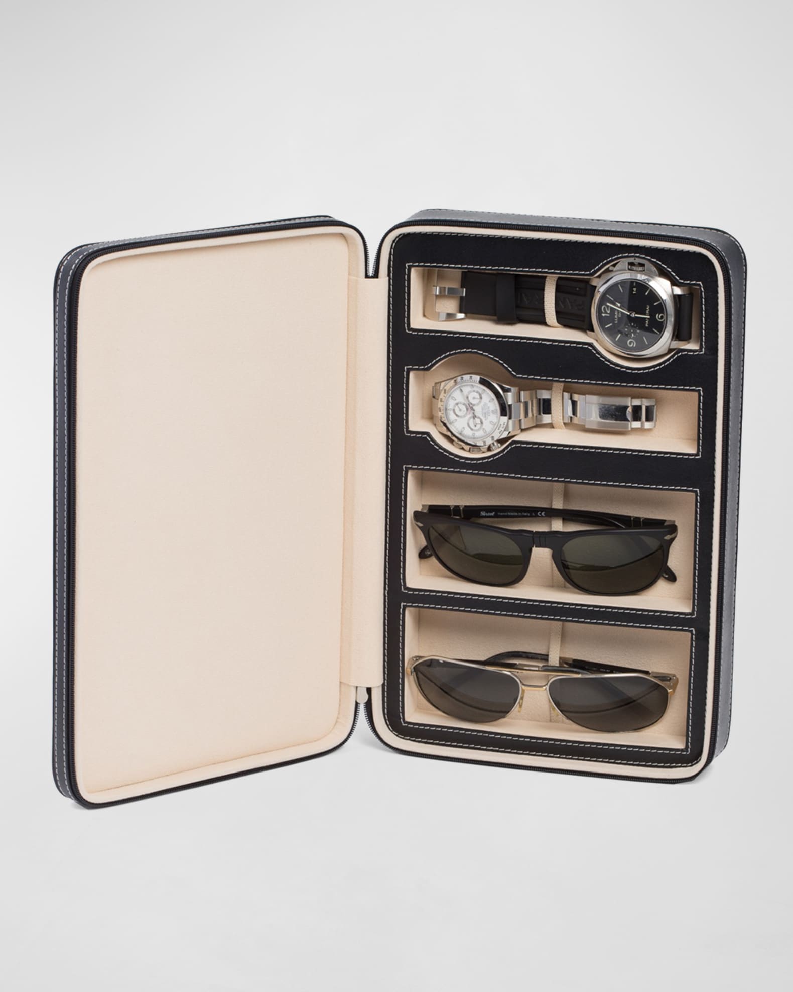 Bey-Berk Leather Watch & Sunglasses Storage Case