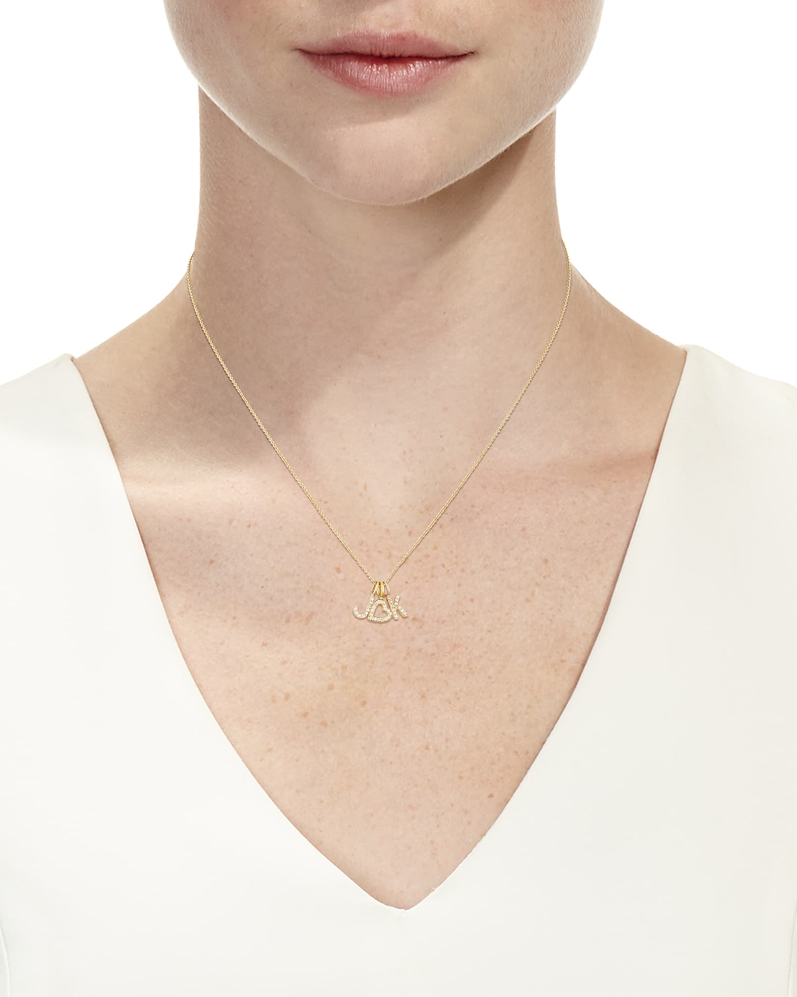 Amelia 14K Gold Layered Diamond Initial Necklace 1