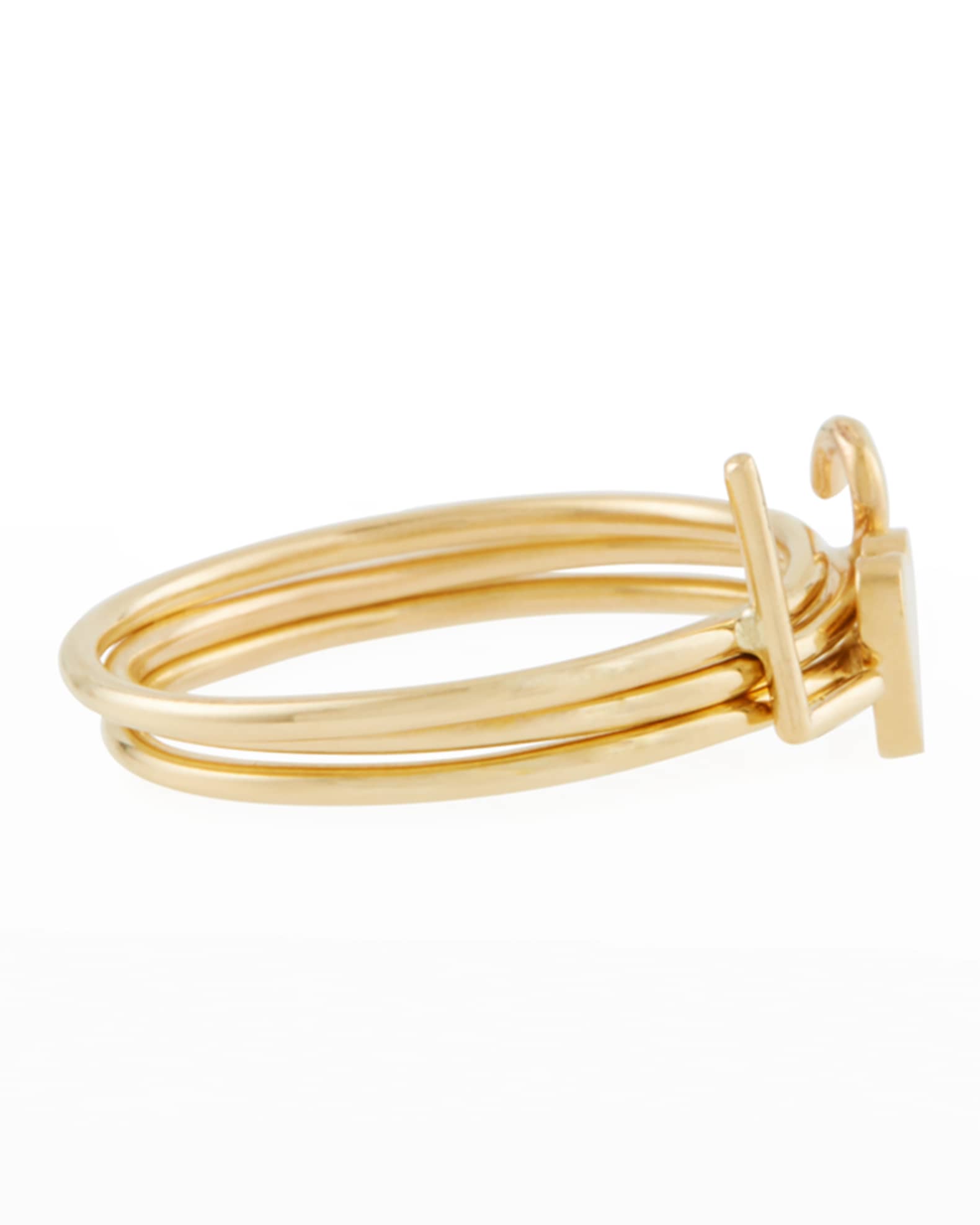 Mini Amelia 14K Gold Initial Stacking Ring 1