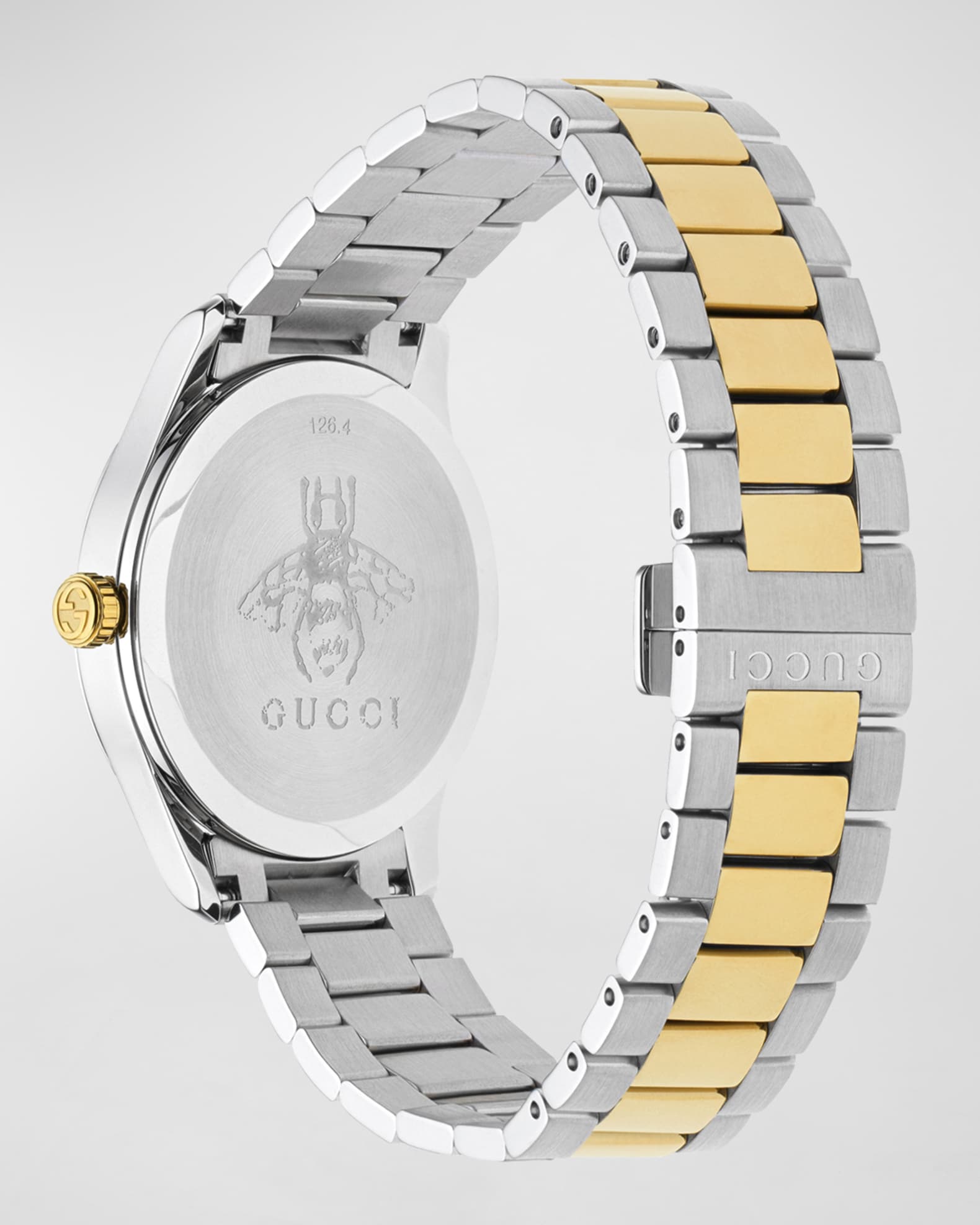 Gucci Men's Feline Head Yellow Gold PVD-Trim Bracelet Watch | Neiman Marcus