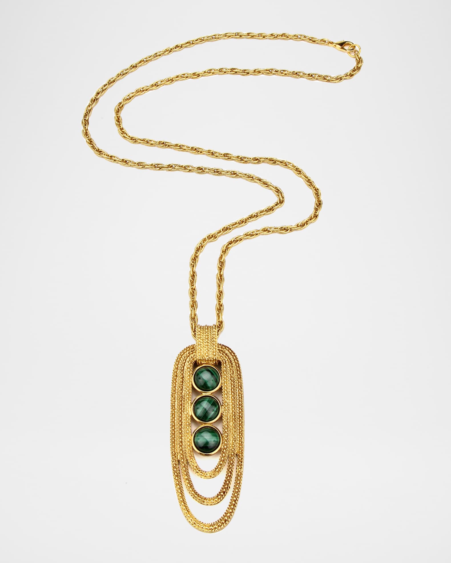 Ben-Amun Triple-Malachite Pendant Necklace | Neiman Marcus