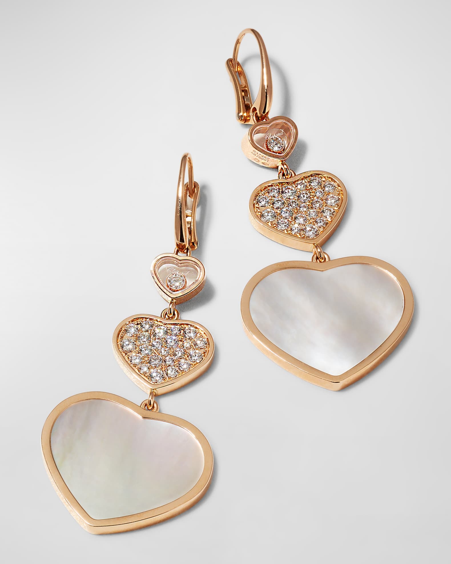 Chopard Happy Hearts 18K Rose Gold Mother-of-Pearl Diamond Earrings