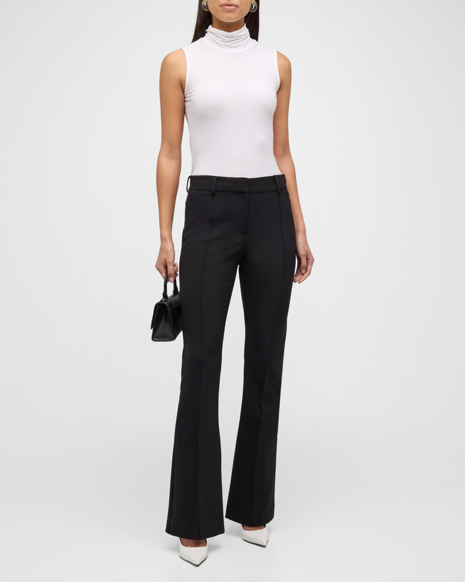 Veronica Beard Hibiscus Pintuck Boot-Cut Pants | Neiman Marcus