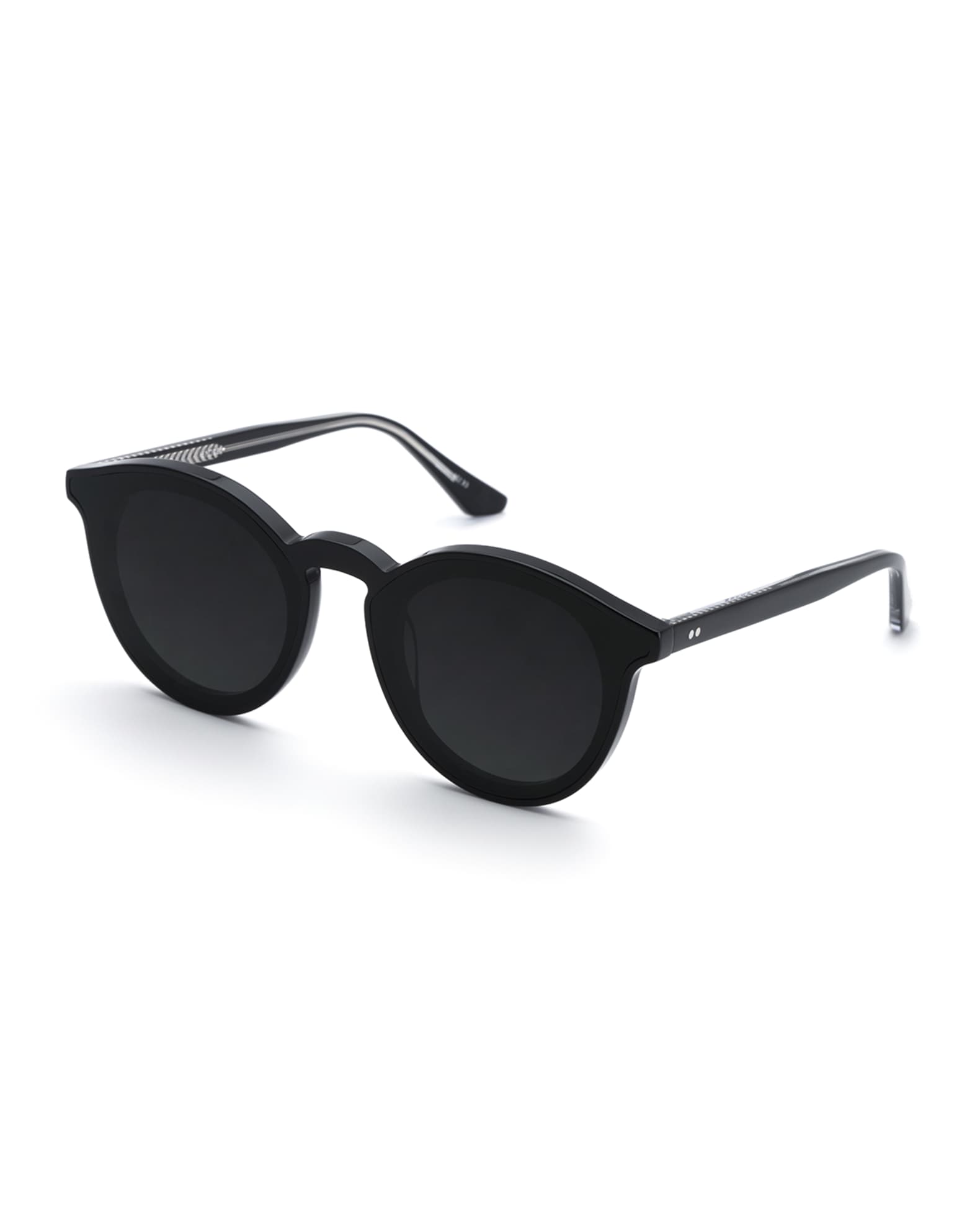 KREWE Collins Round Monochromatic Acetate Sunglasses w/ Nylon Overlay
