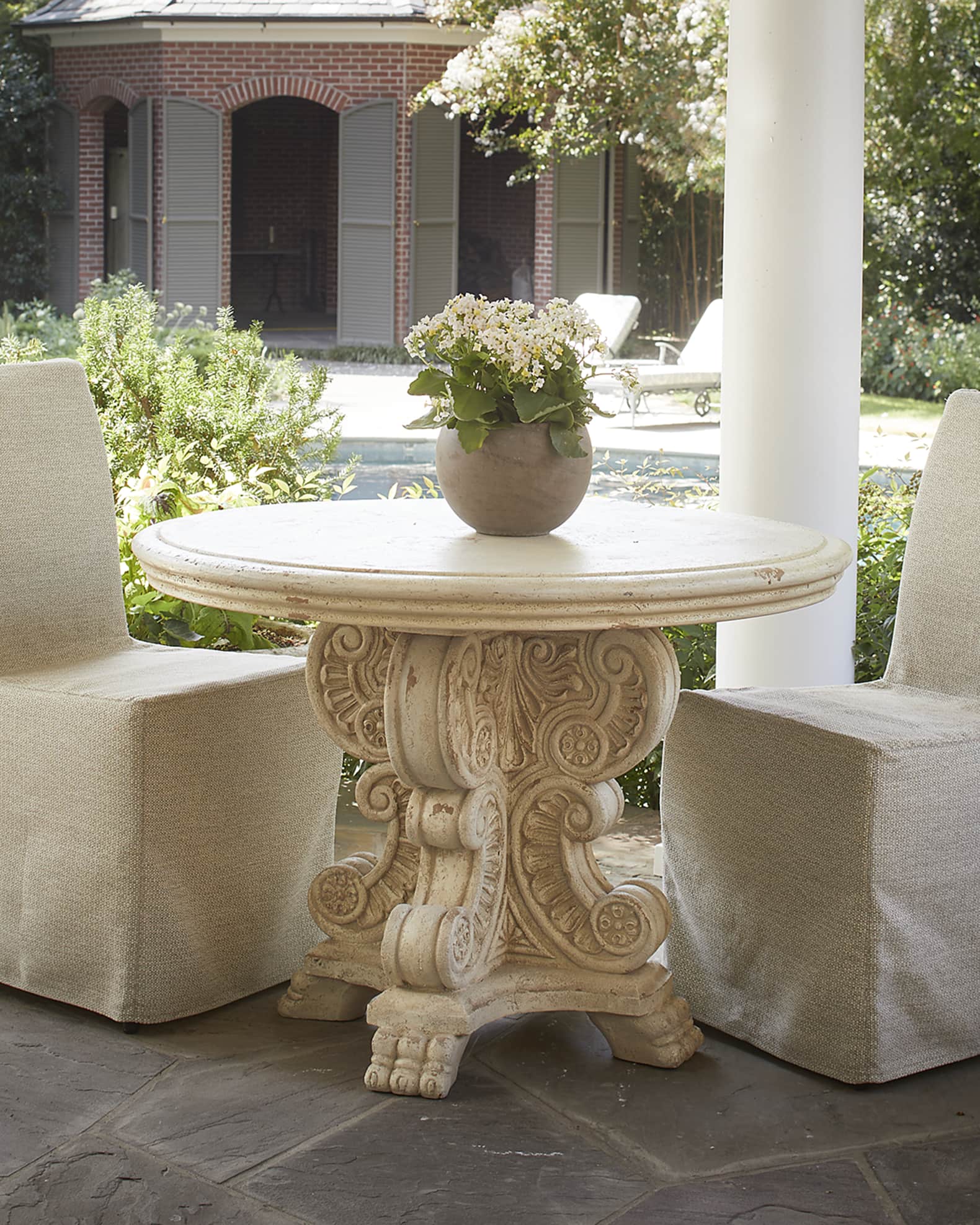 Stone garden dining table discount
