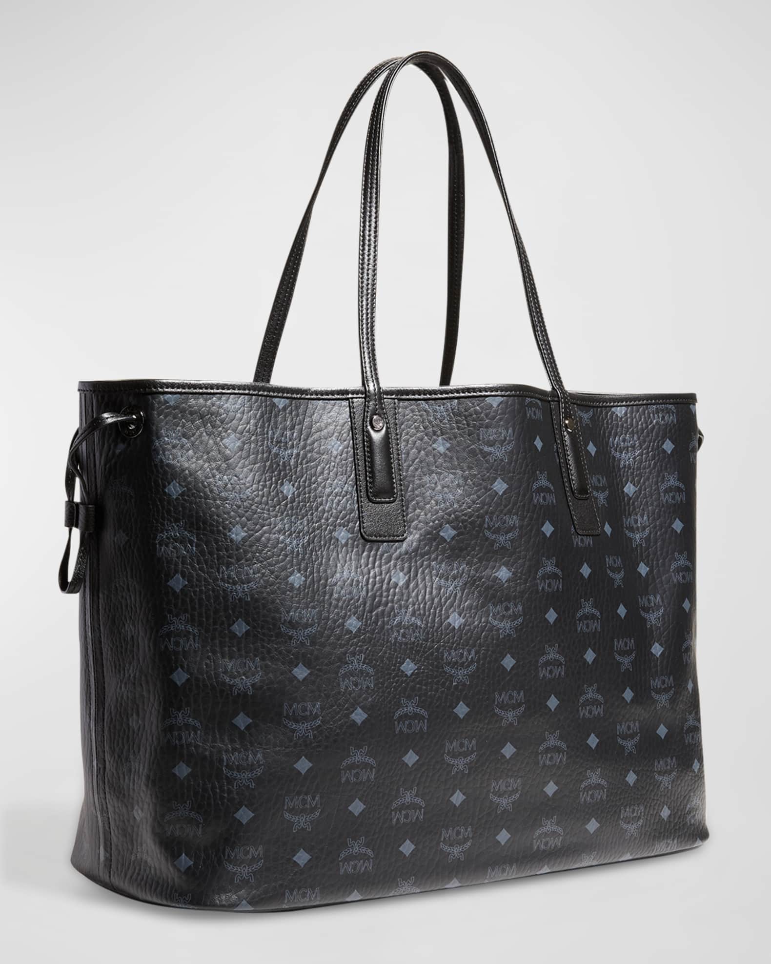 Mcm large tote black hotsell