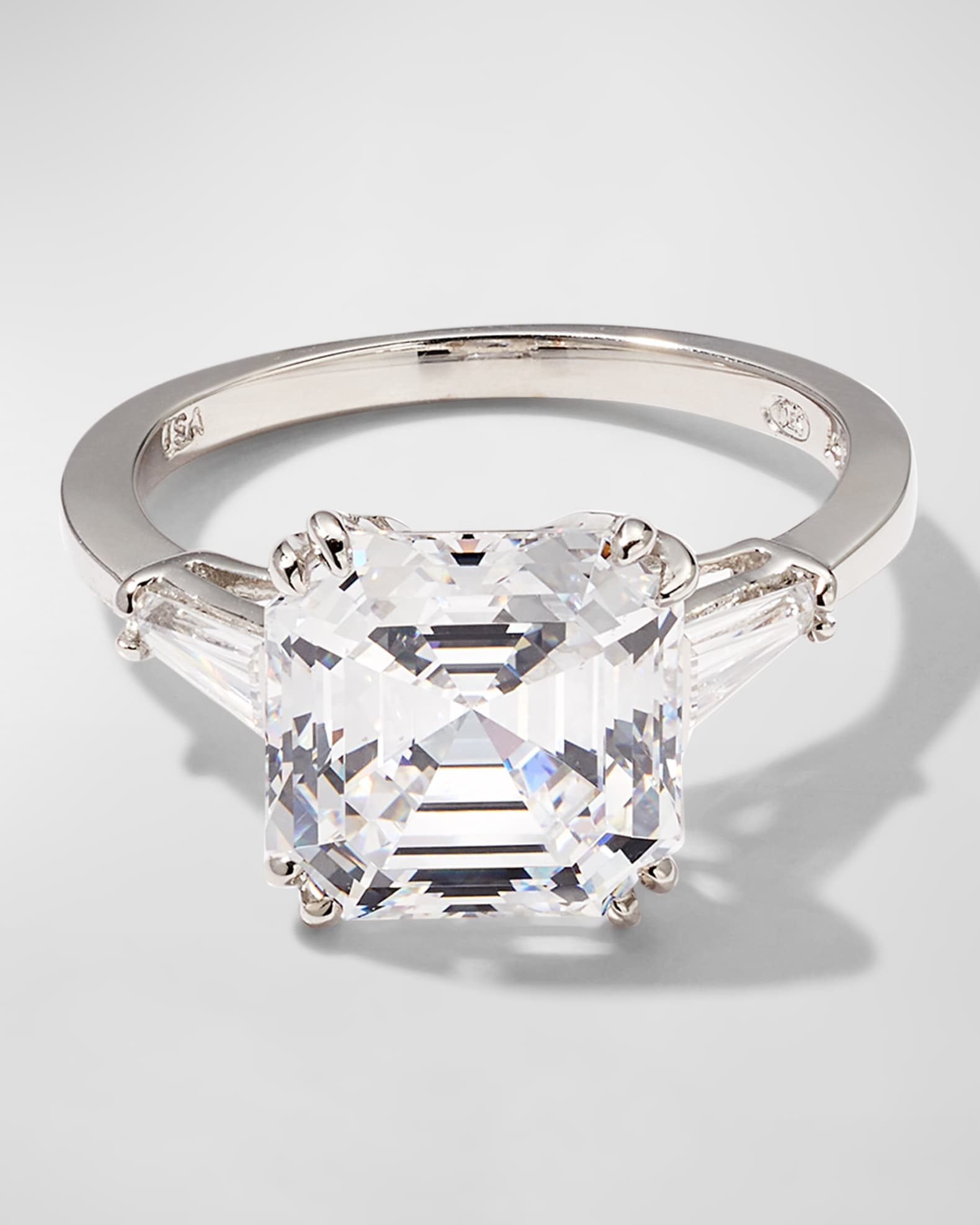4.5 TCW 14k White Gold Asscher Cubic Zirconia Ring