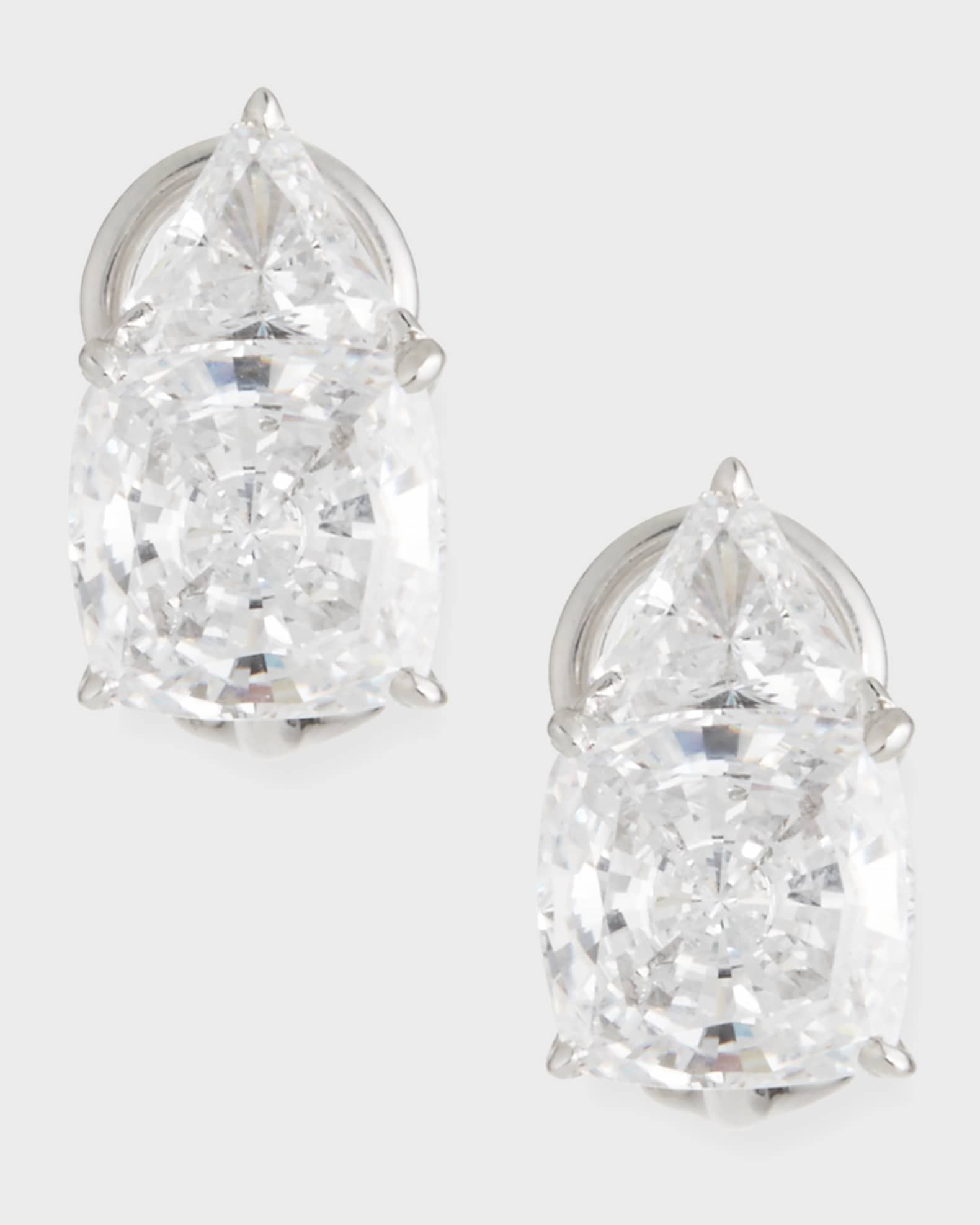 Fantasia by DeSerio 8 TCW Trillion Cushion Cubic Zirconia Earrings Neiman Marcus