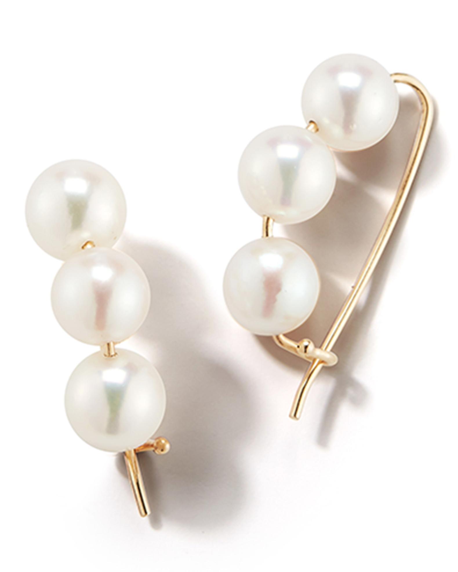 Mizuki 14k Gold Large 3-Pearl Earrings | Neiman Marcus