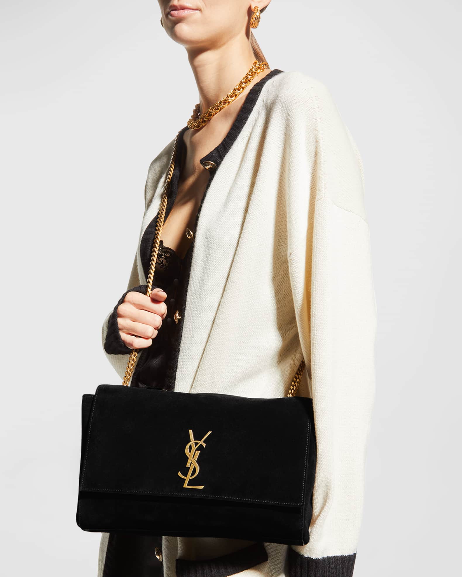 Saint laurent kate reversible suede shoulder bag deals