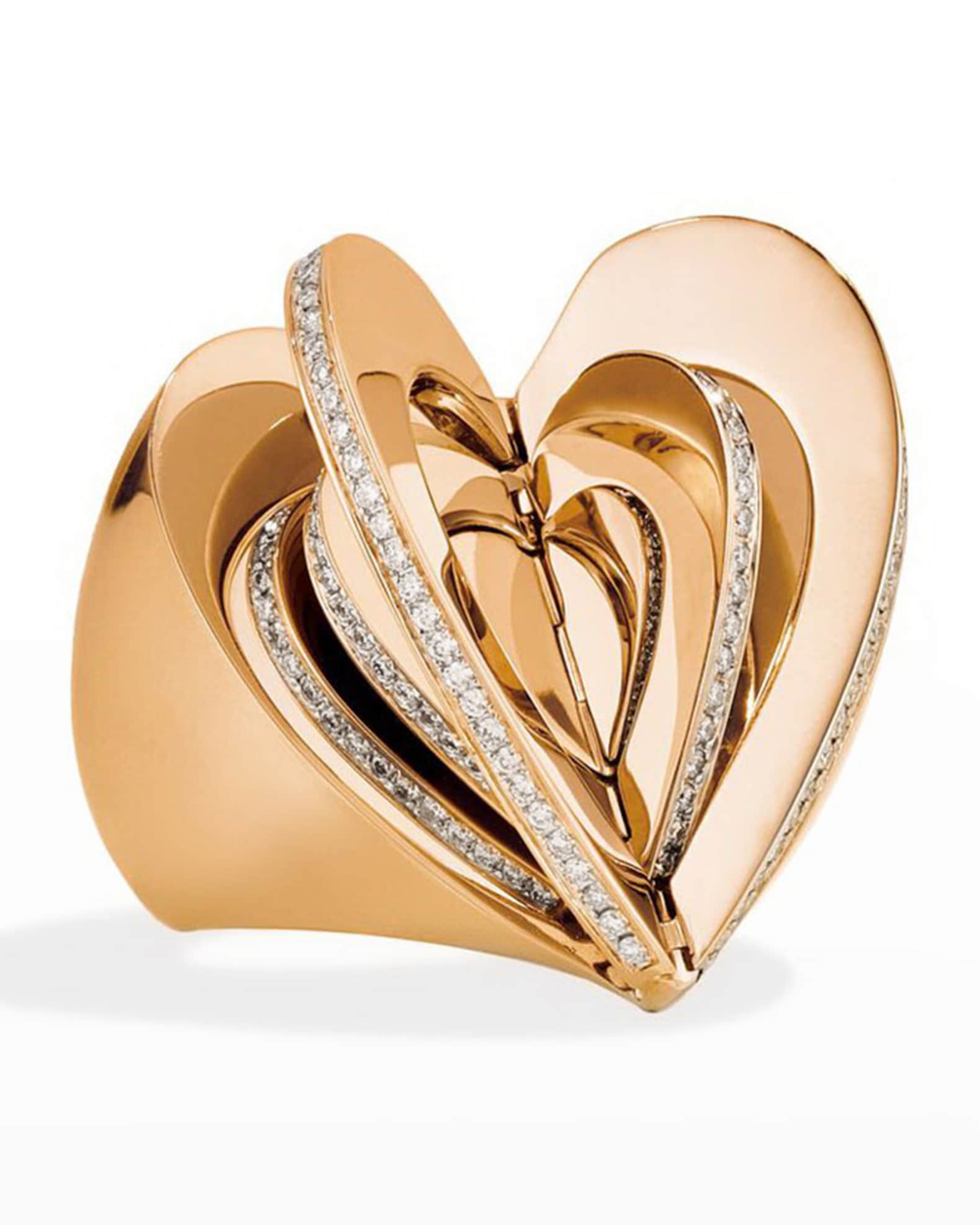 18k Rose Gold Diamond Heart Ring, Size 7 0
