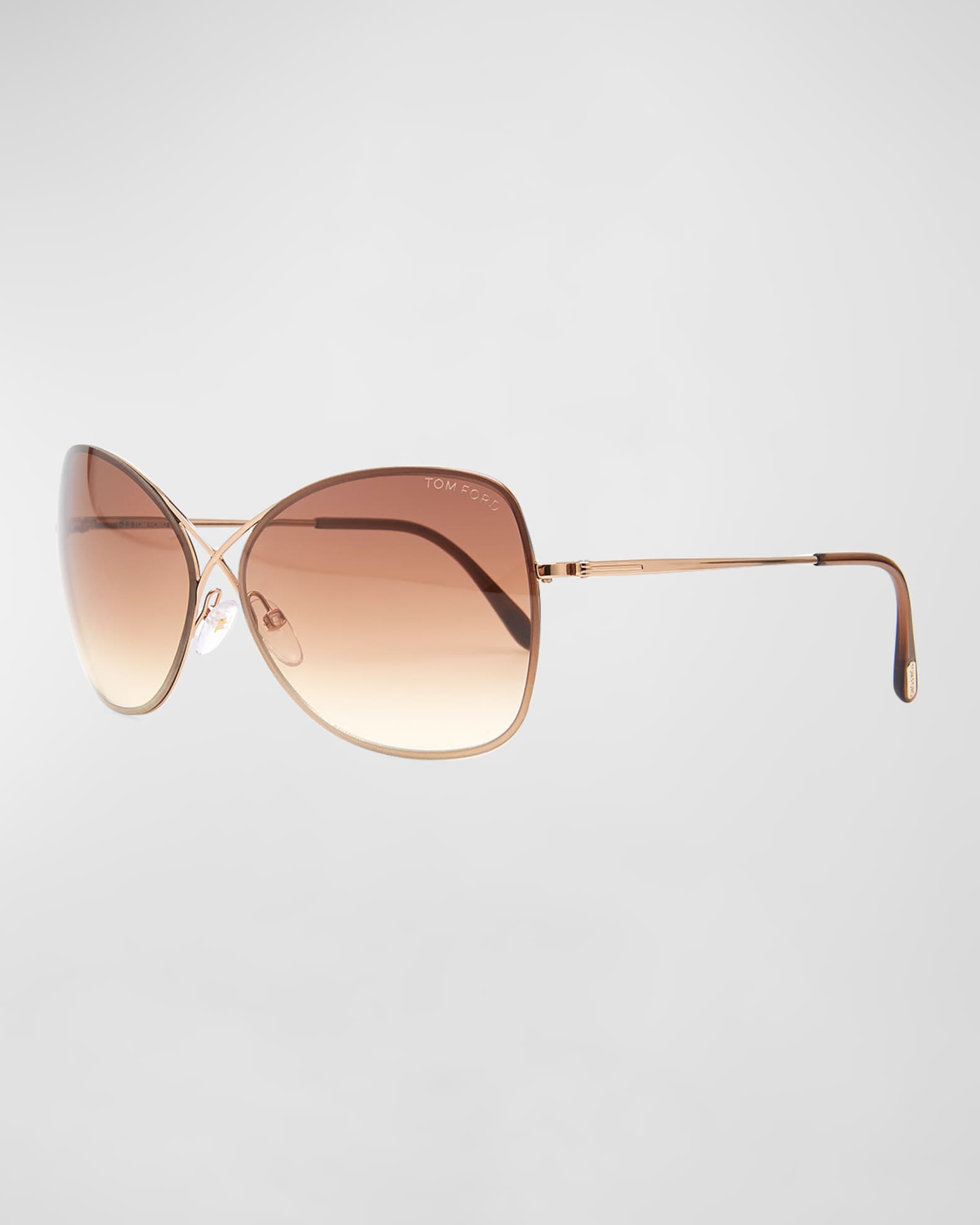 Tom Ford Women's Colette Oversized Sunglasses - Shiny Rose Gold / Brown Gradient