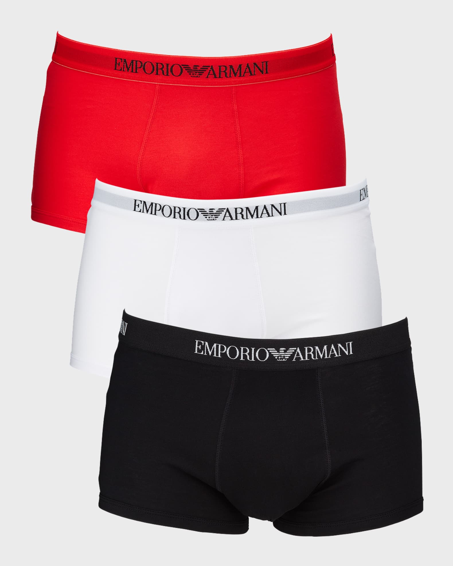 Logo-waist solid trunks 3-pack, Emporio Armani