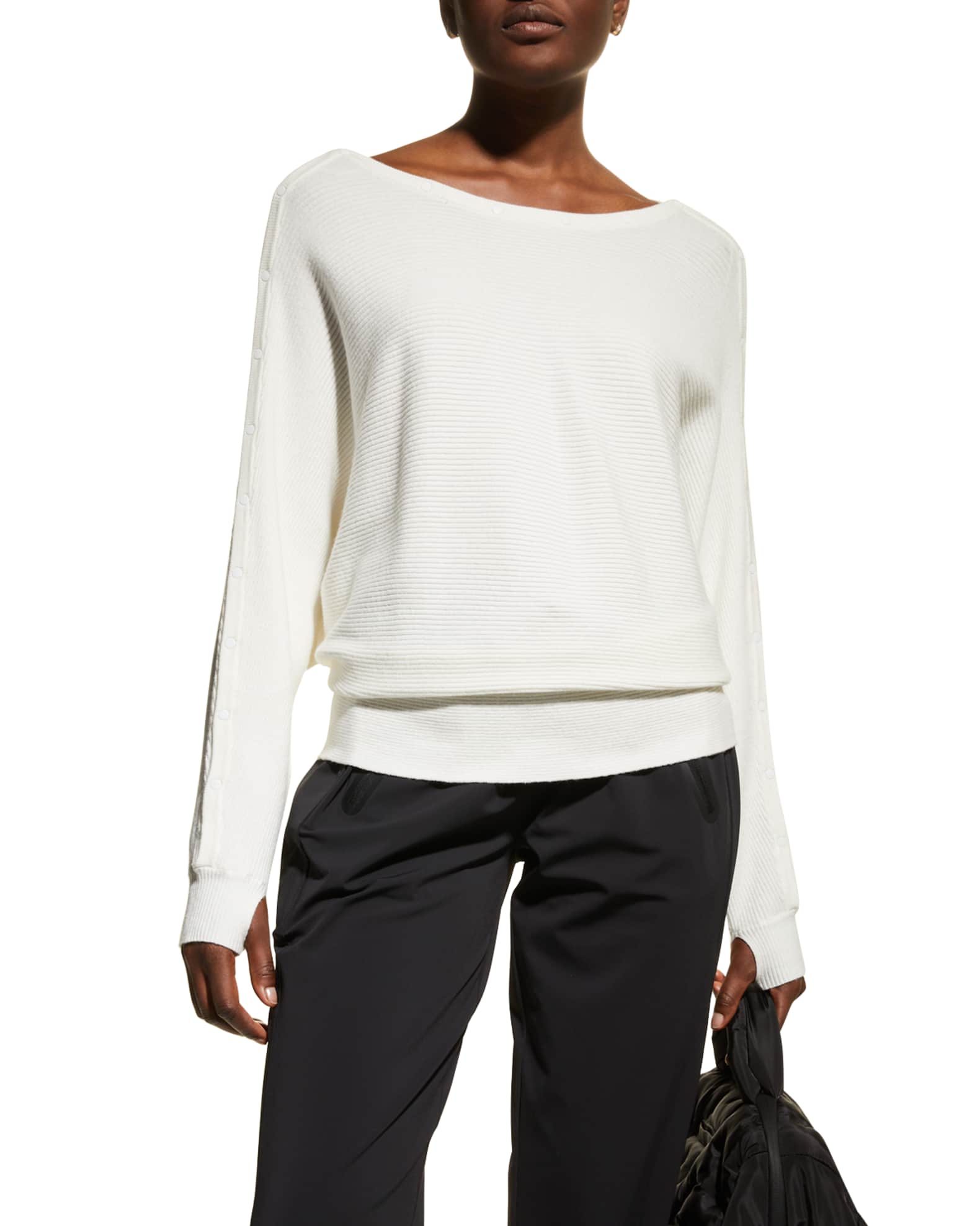 Blanc Noir Portola Ribbed Button Sweater | Neiman Marcus