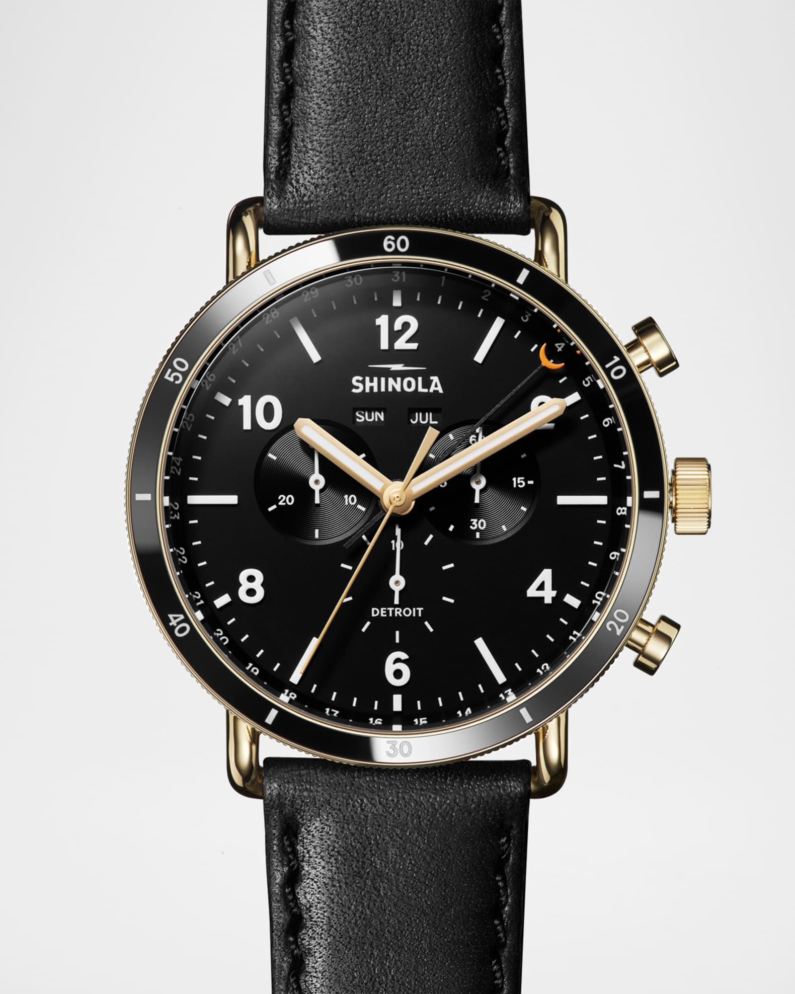 Men's 45mm Canfield Sport 3-Eye Chrono Watch w/ Leather Strap 0