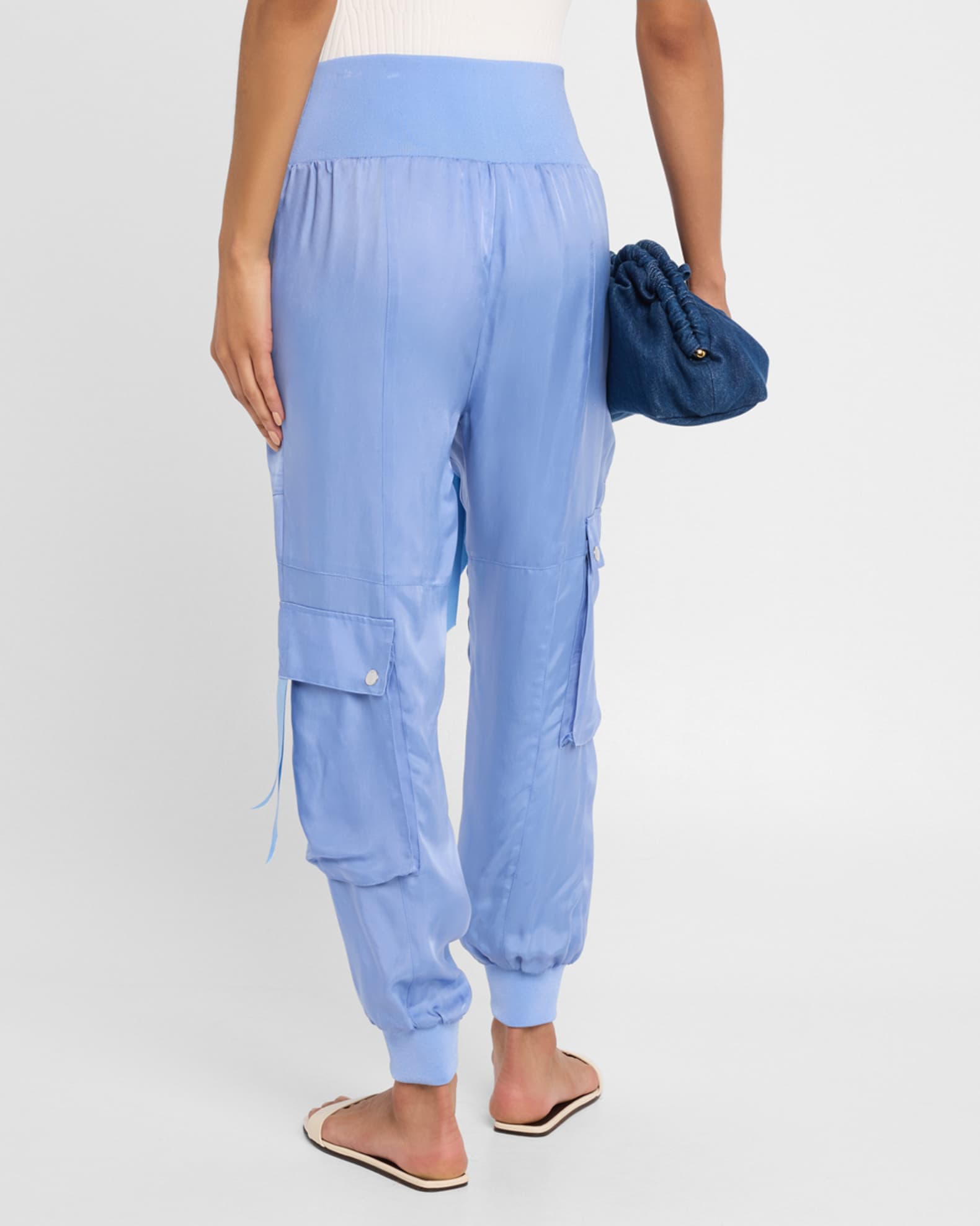 Cinq a Sept Harmony Satin Cargo Jogger Pants | Neiman Marcus