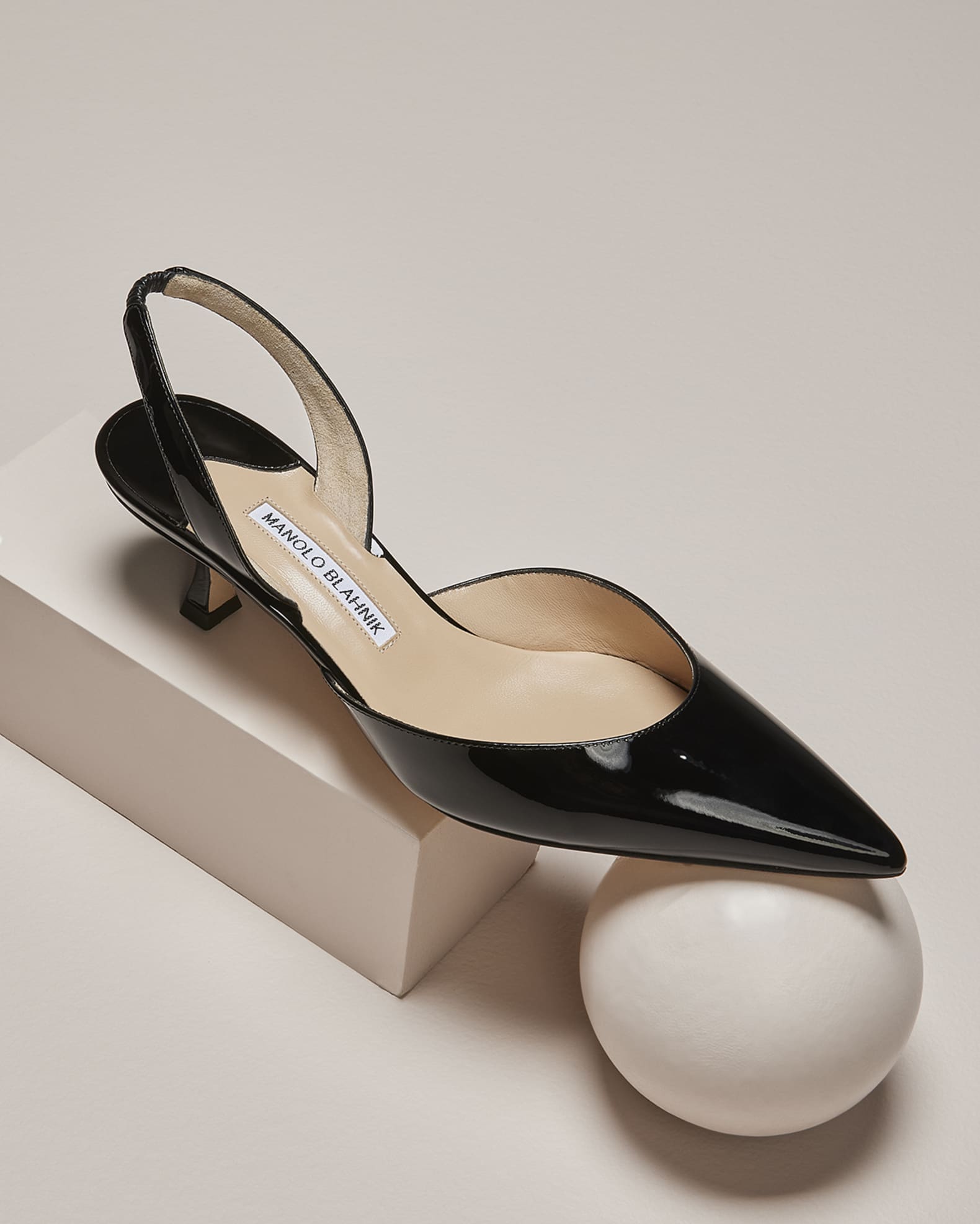 Manolo Blahnik Carolyne Low Heel Patent Halter Pumps Neiman Marcus