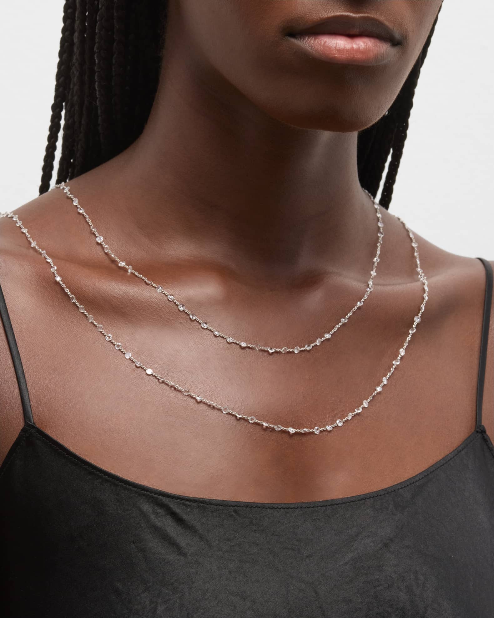Ethereal 18K White Gold Rose-Cut Diamond-Strand Necklace, 64"L, 20.00tcw 1