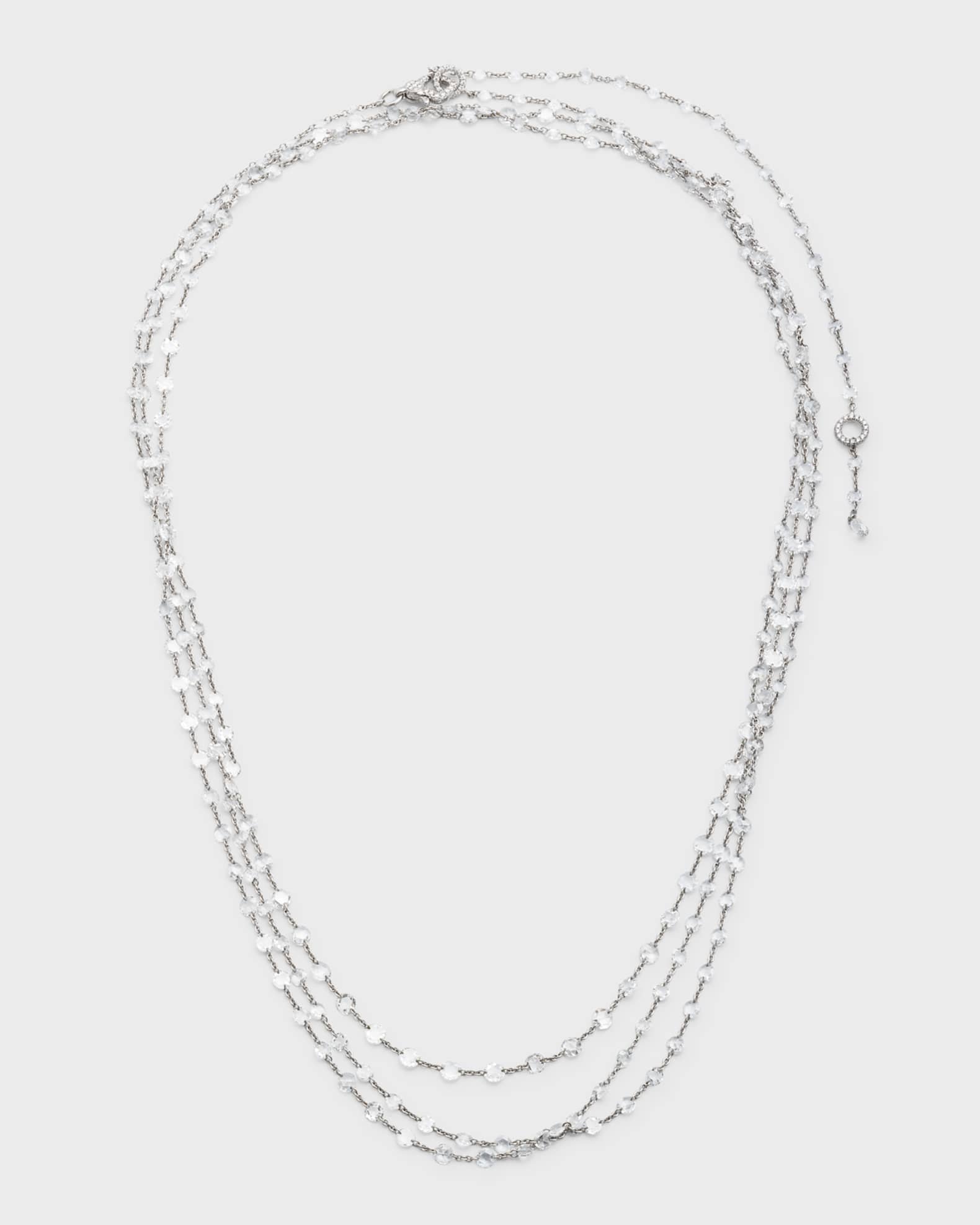 Ethereal 18K White Gold Rose-Cut Diamond-Strand Necklace, 64"L, 20.00tcw 0
