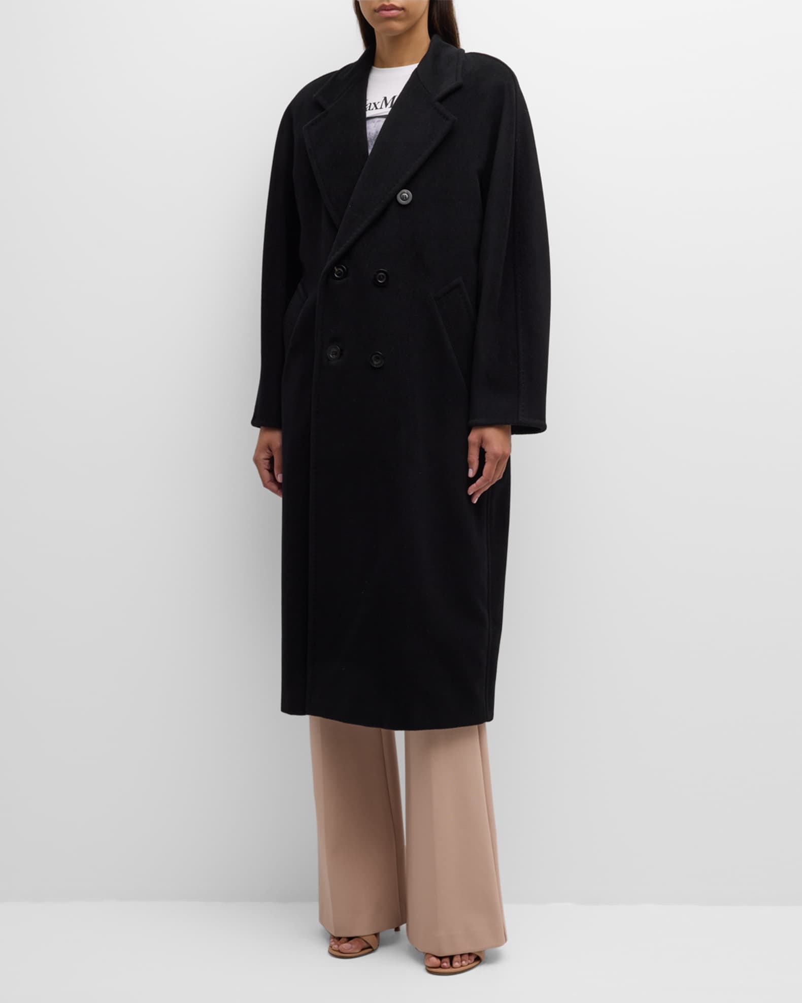 FENDI monogram-print belted virgin-wool coat