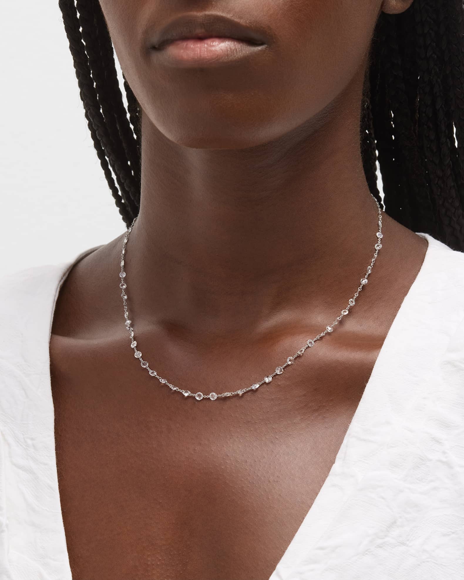 Ethereal 18K White Gold Rose-Cut Diamond-Strand Necklace 1
