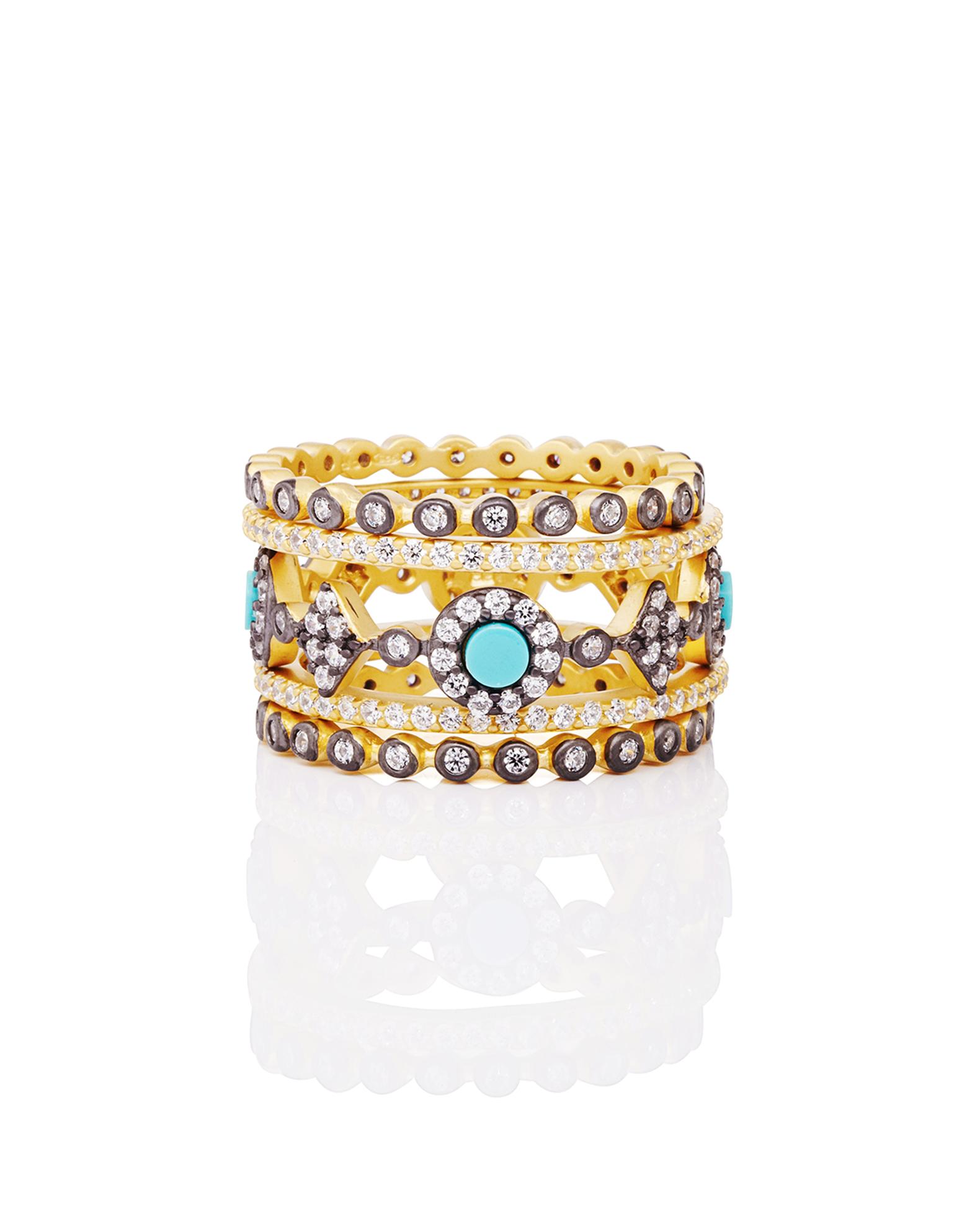 Color Theory 5-Piece Stacking Ring Set - Turquoise | Neiman Marcus