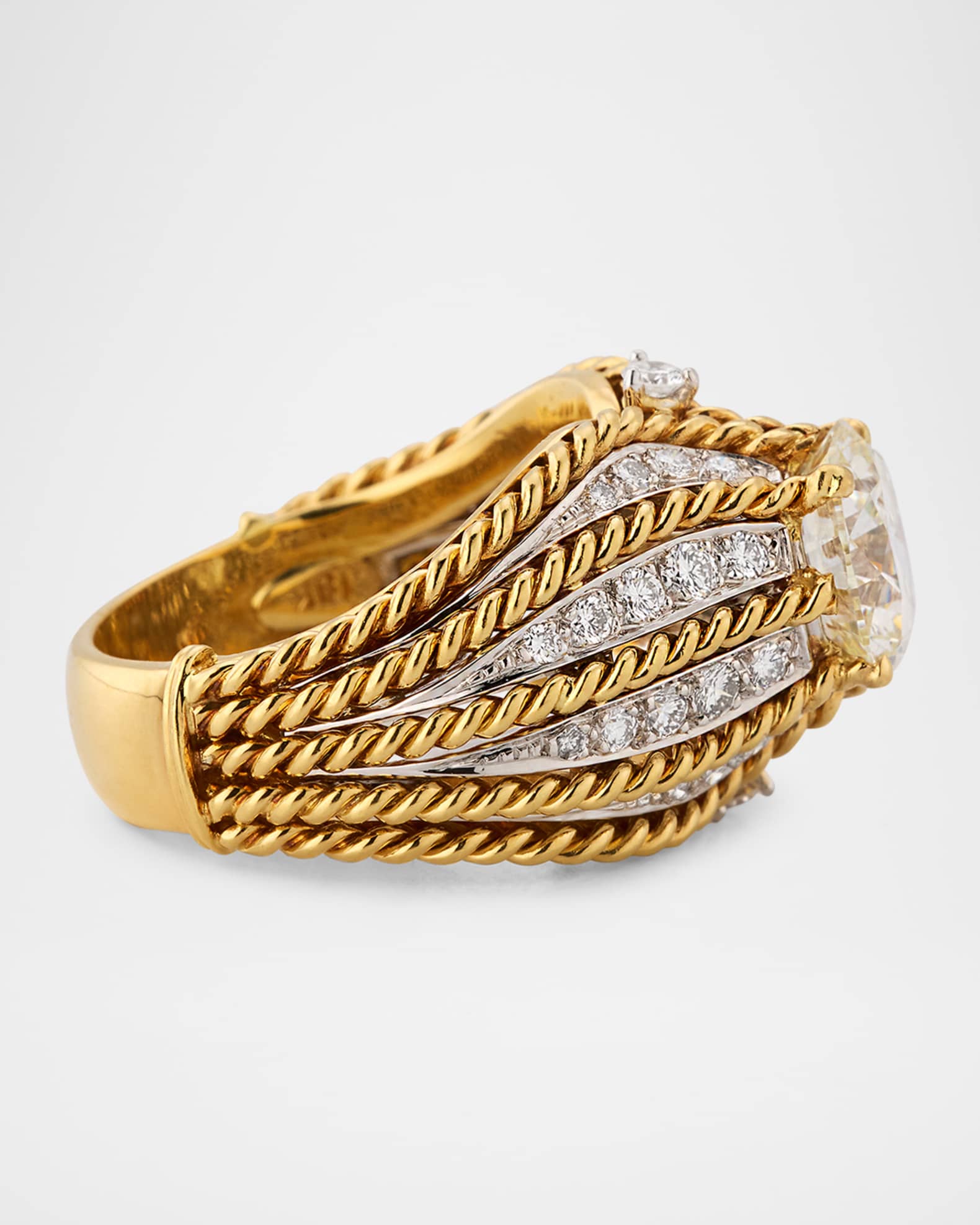 NM Estate Estate Platinum and 18K Yellow Gold Diamond Handmade Twisted ...