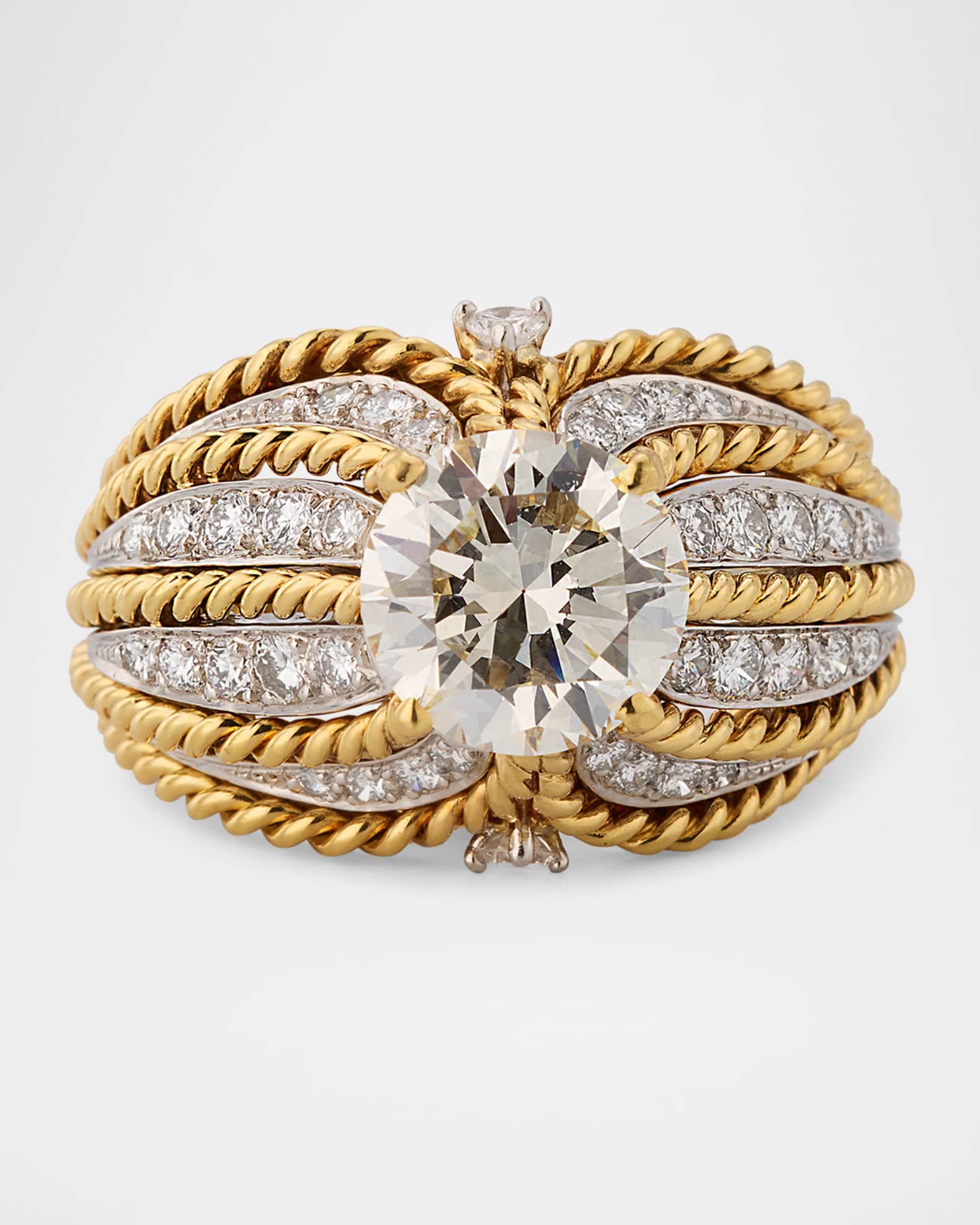 NM Estate Estate Platinum and 18K Yellow Gold Diamond Handmade Twisted ...