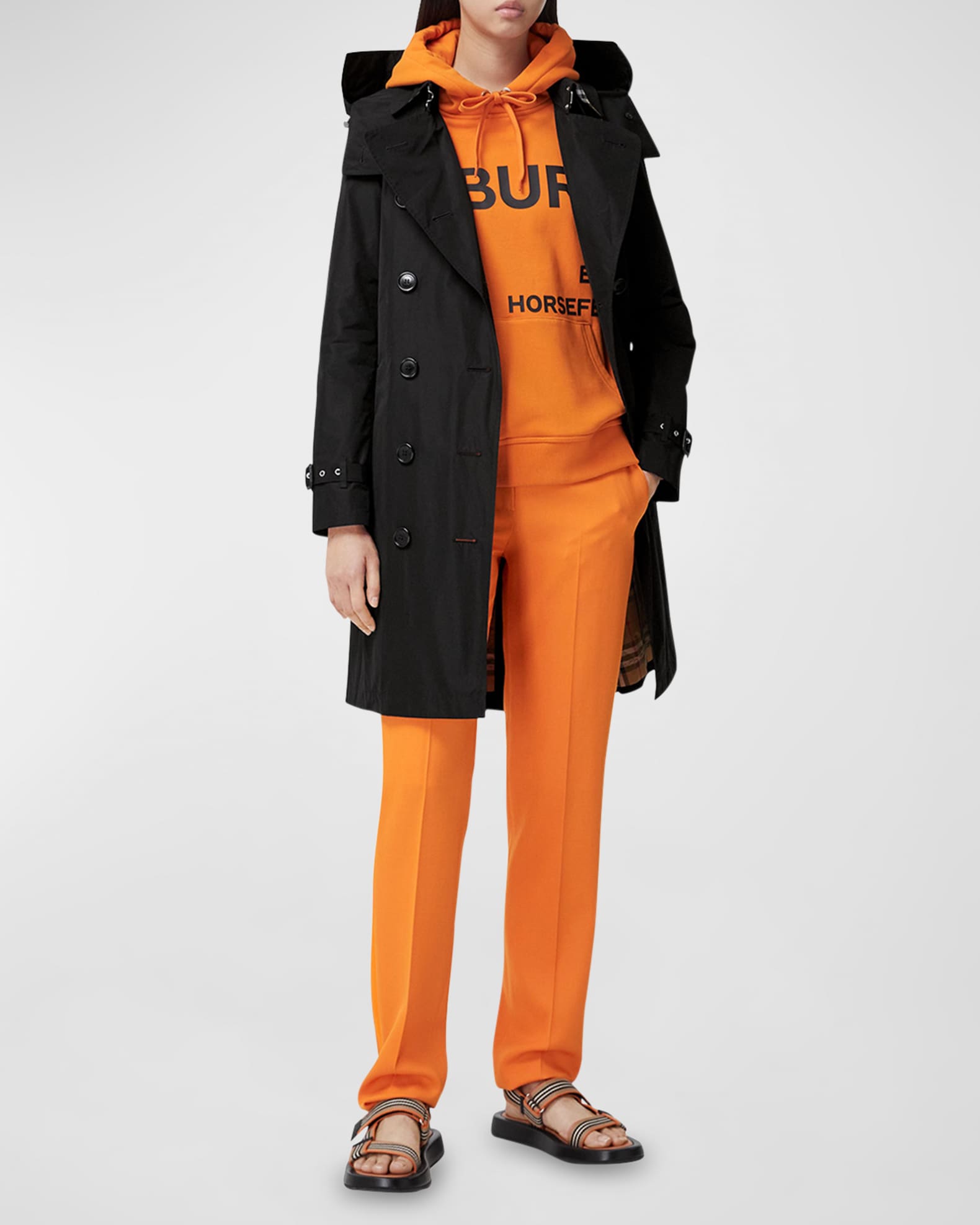 Burberry Kensington Double Breasted Trench Coat with Detachable Hood Neiman Marcus
