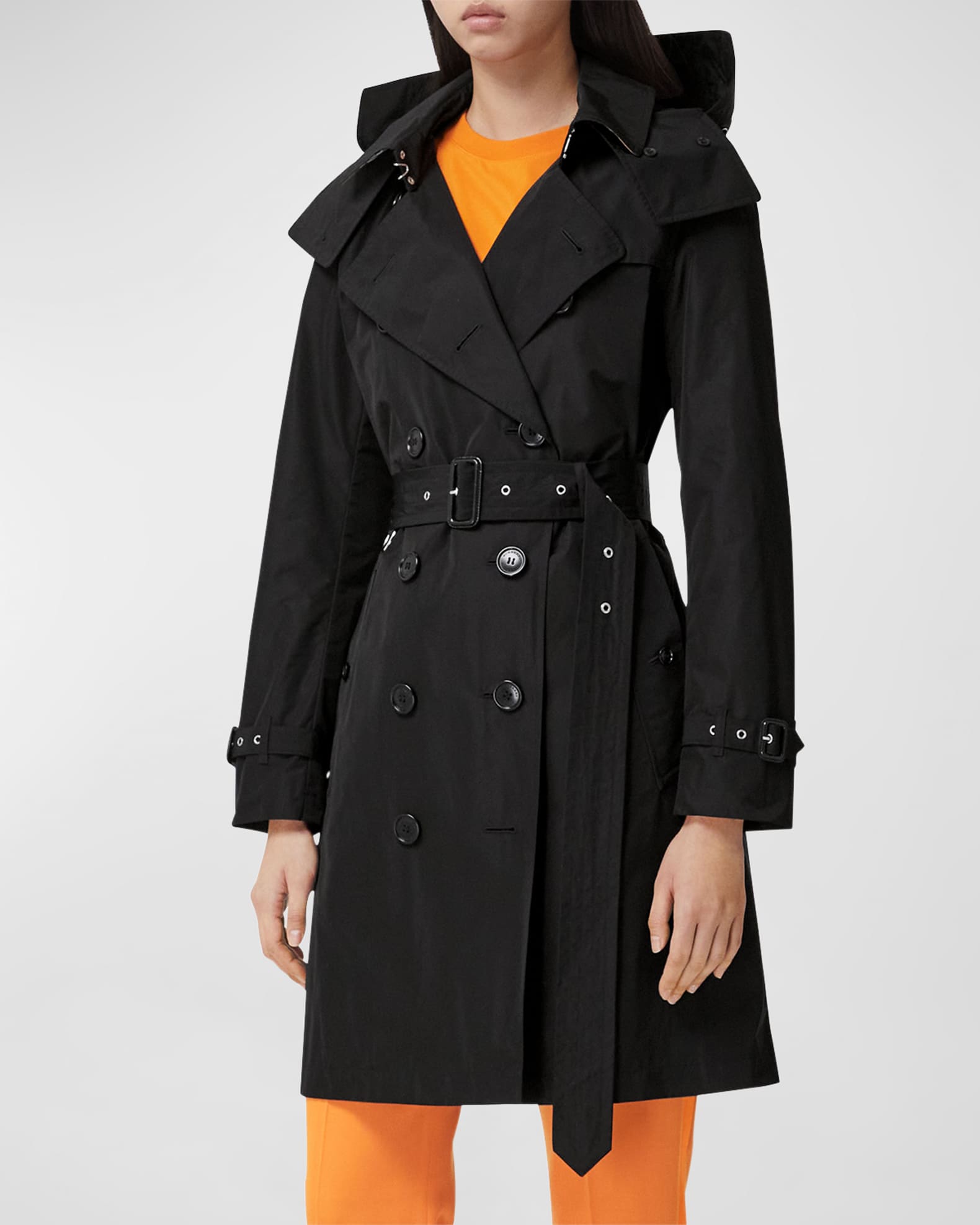 Detachable hood taffeta trench coat burberry hotsell