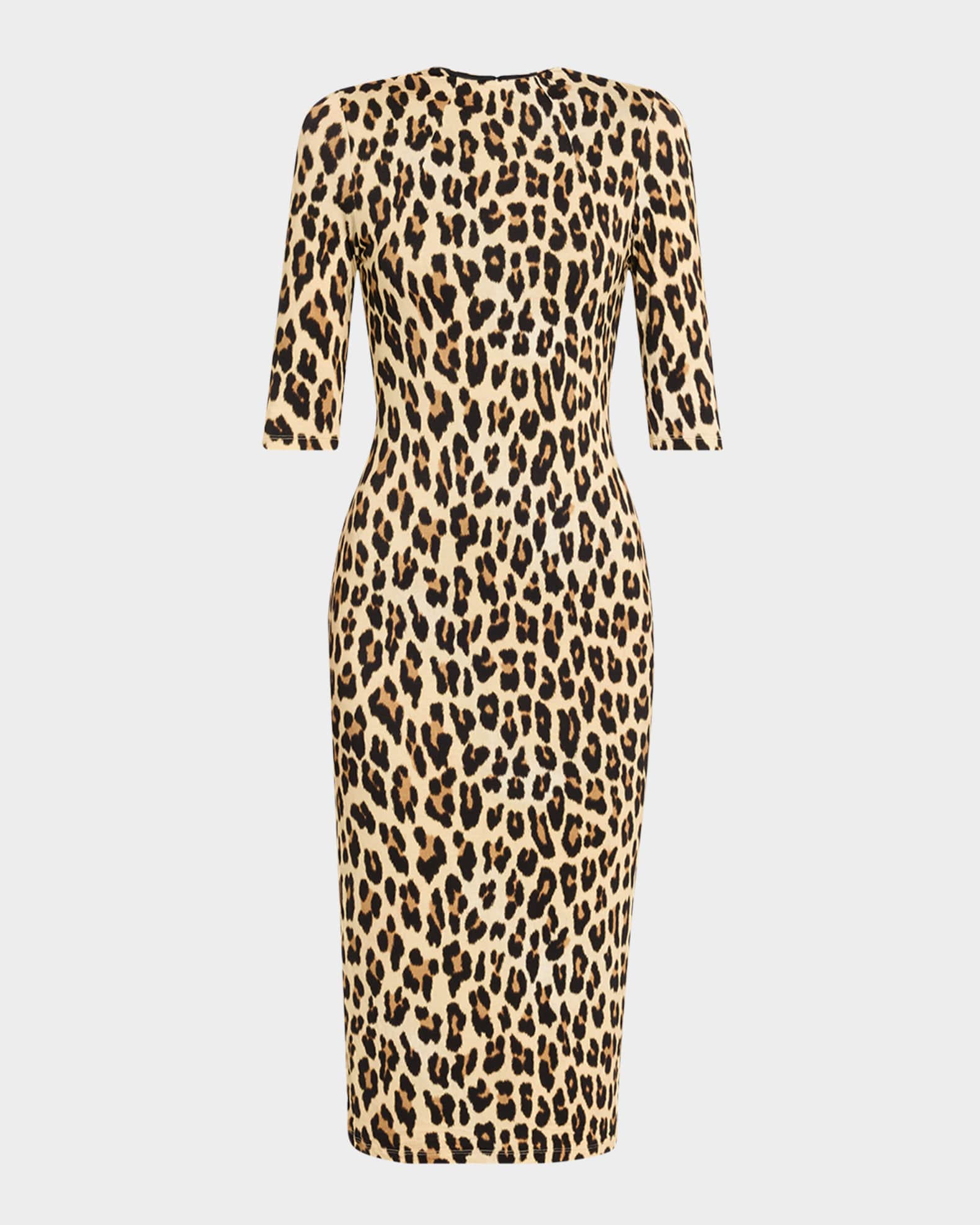 Delora Fitted Leopard Mock-Neck Dress 0