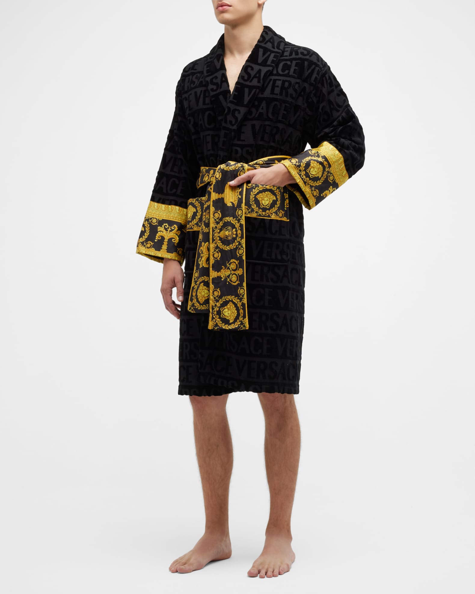 Versace Men's Barocco Sleeve Robe | Neiman Marcus