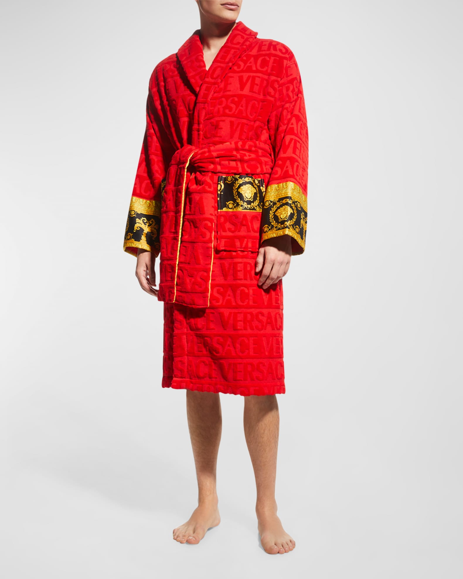 Versace Men's Barocco Sleeve Robe | Neiman Marcus