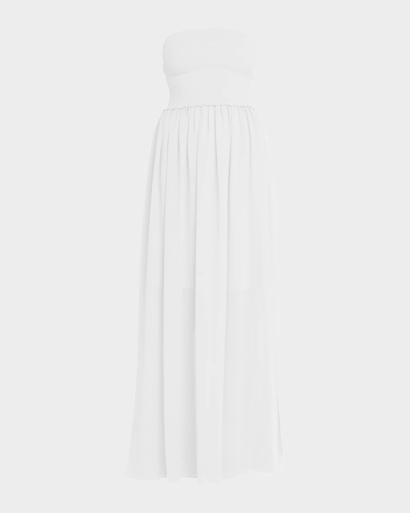 Ramy Brook Calista Smocked Strapless Side Split Coverup Dress Neiman Marcus