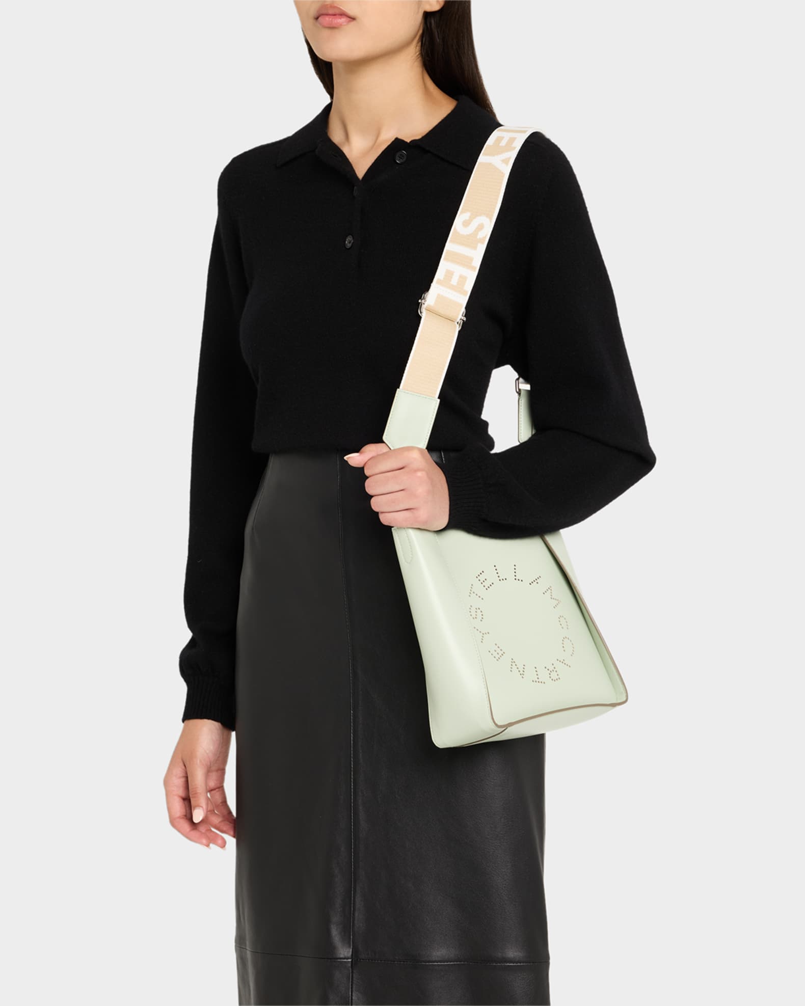 Mini Logo Vegan Leather Bucket Crossbody Bag 1