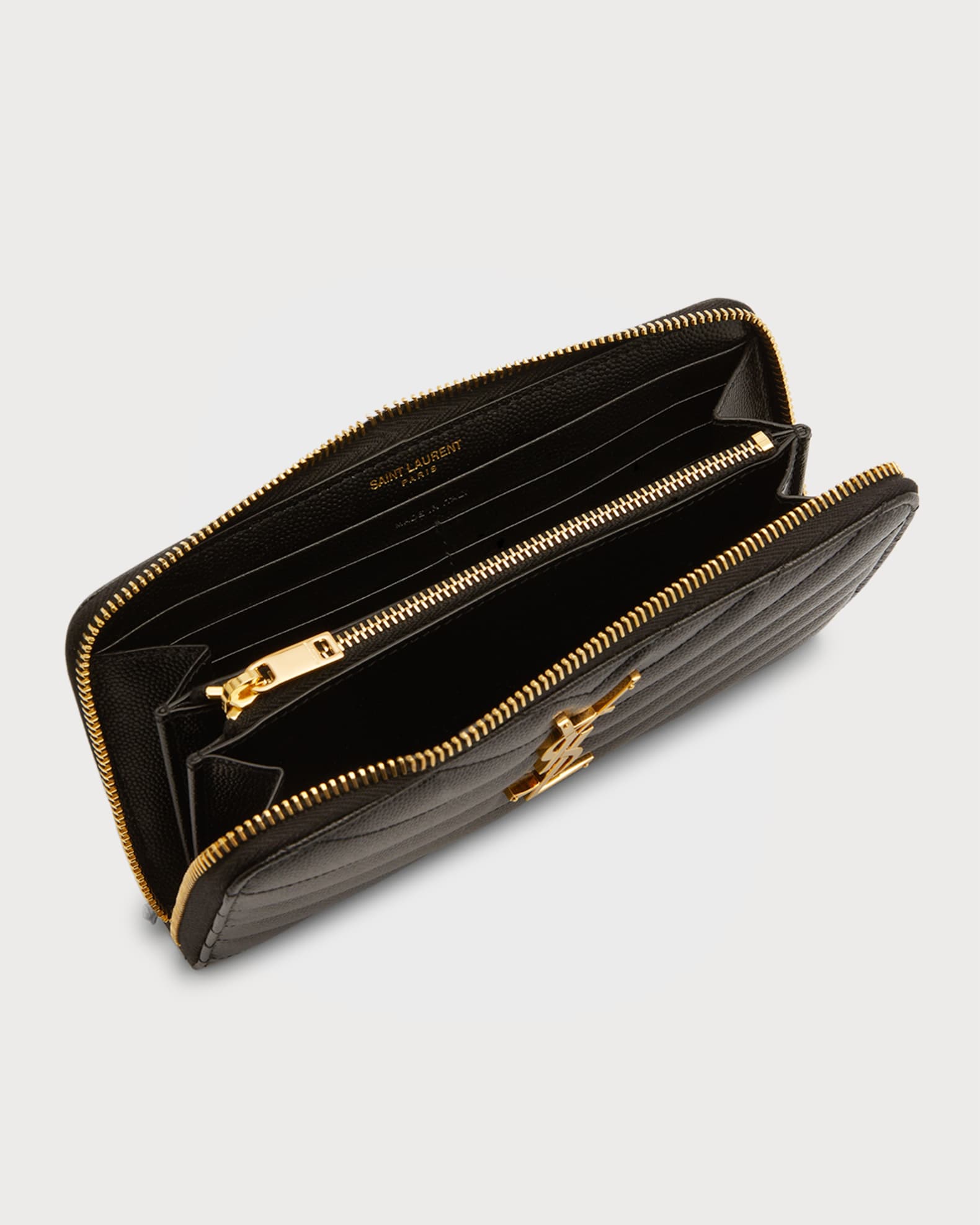 おすすめ Laurent Saint YSL Grained in Wallet Zip Large Monogram 小物