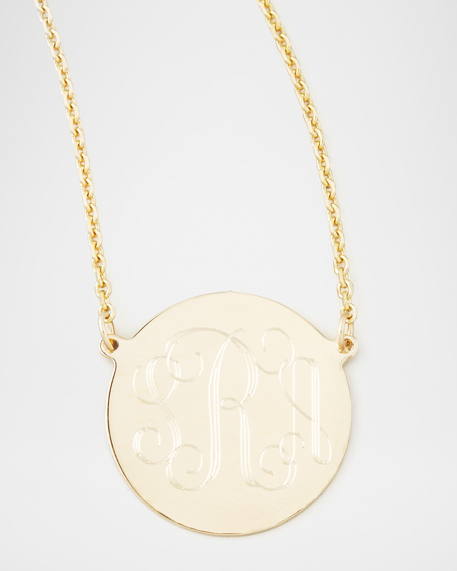 Sarah Chloe Cara Monogrammed 14k Gold Necklace, 5/8"