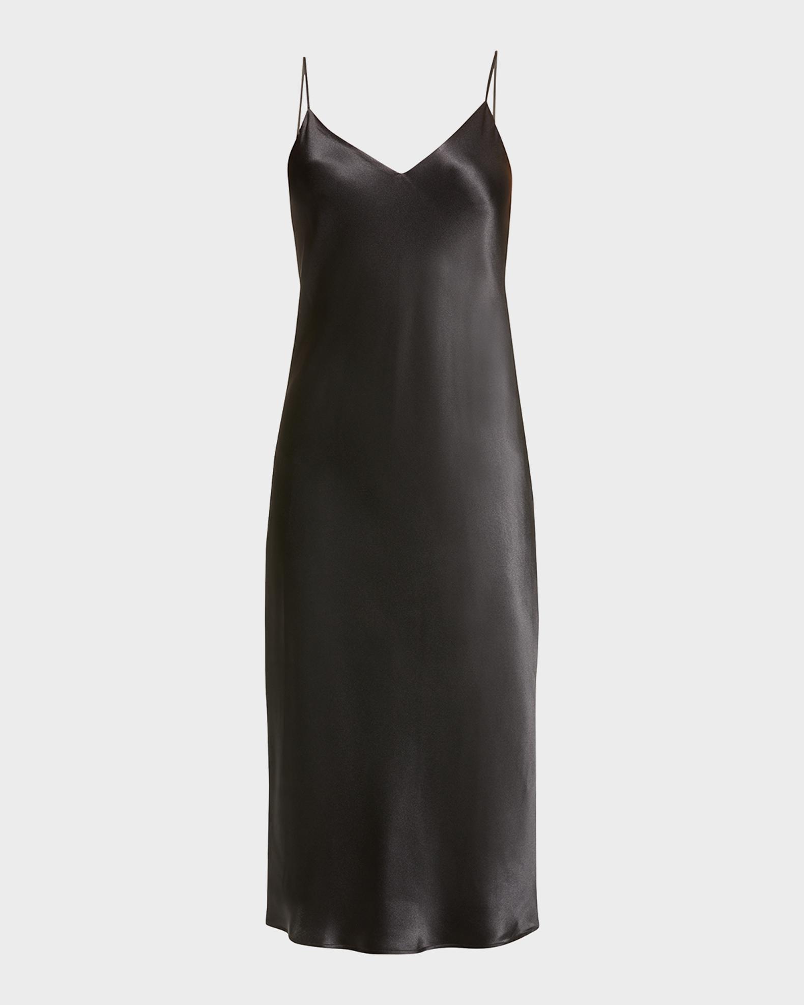 amazon black slip dress Petite Plume Women's Silk Lace Slip Dress in Black S