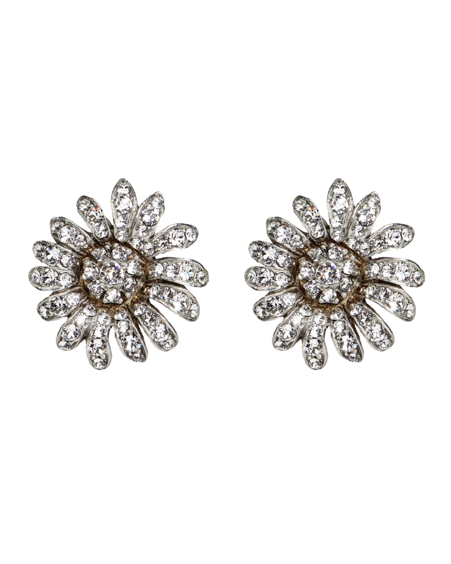 Crystal Daisy Clip On Earrings