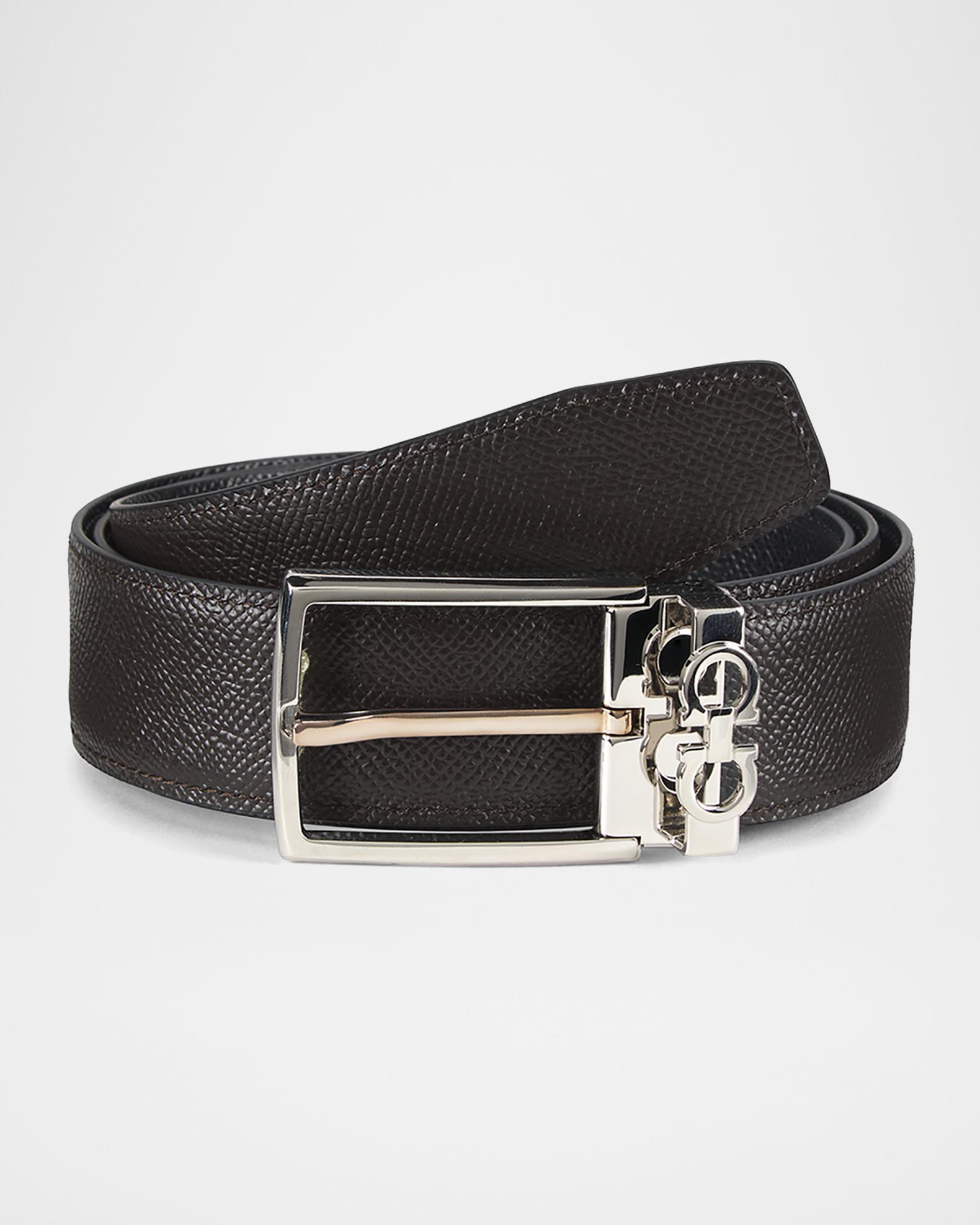 FERRAGAMO Men's Reversible Textured Leather Belt with Classic