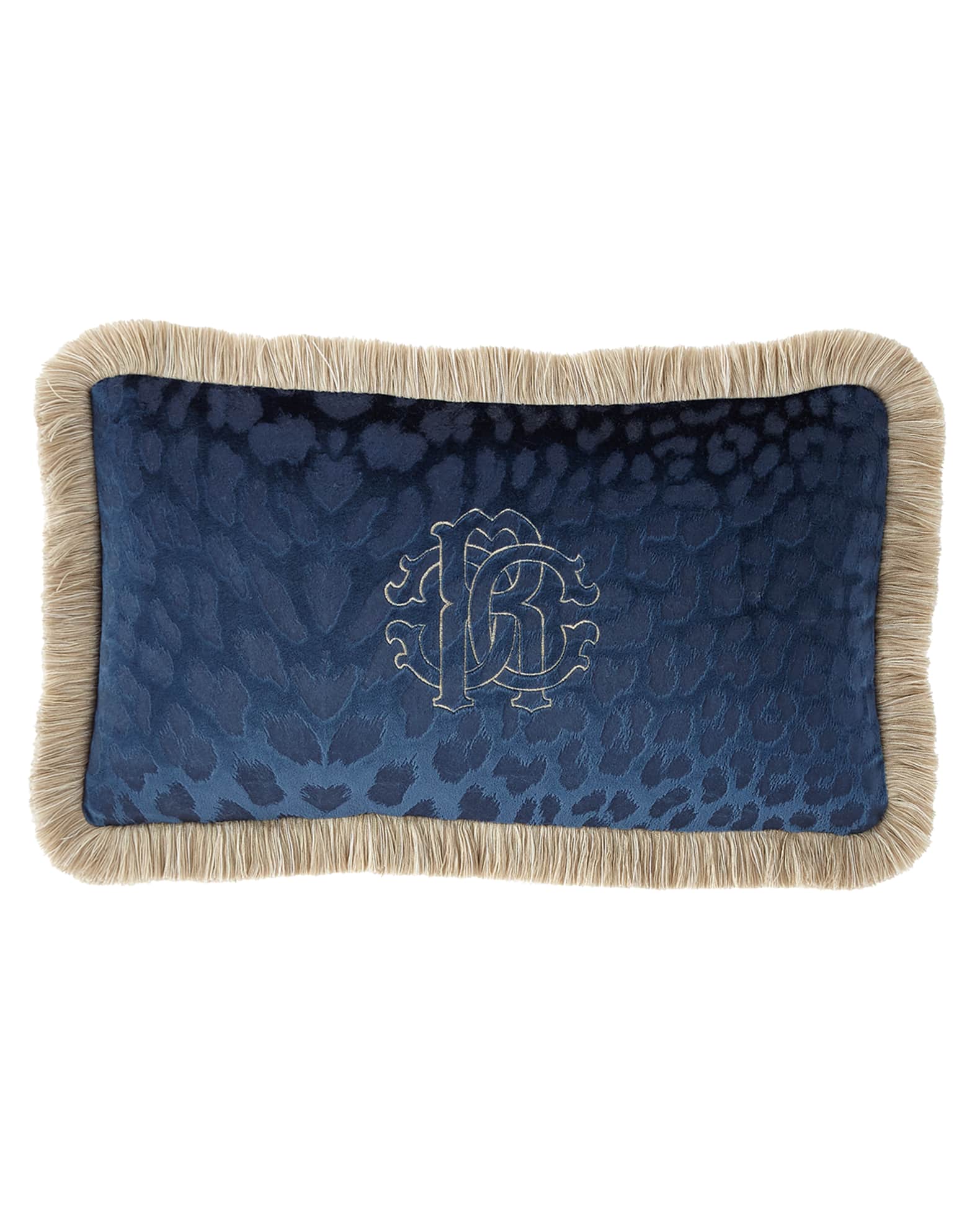 Monogram Velvet Pillow, 12" x 20" 1