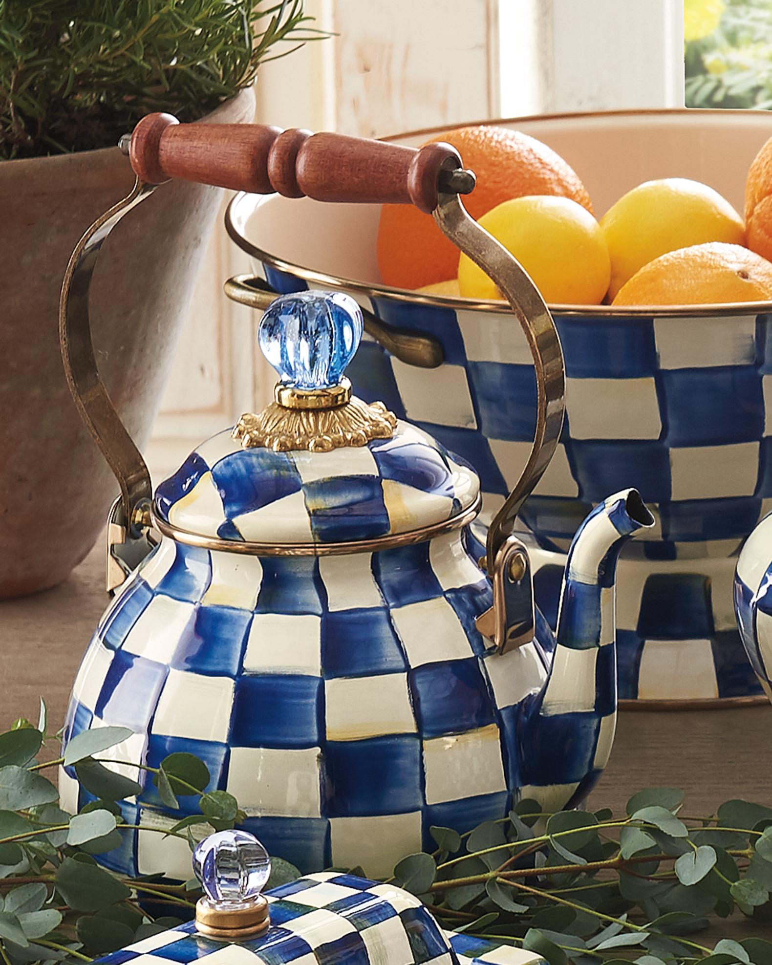 MacKenzie-Childs Royal Check 2-Qt. Tea Kettle | Neiman Marcus