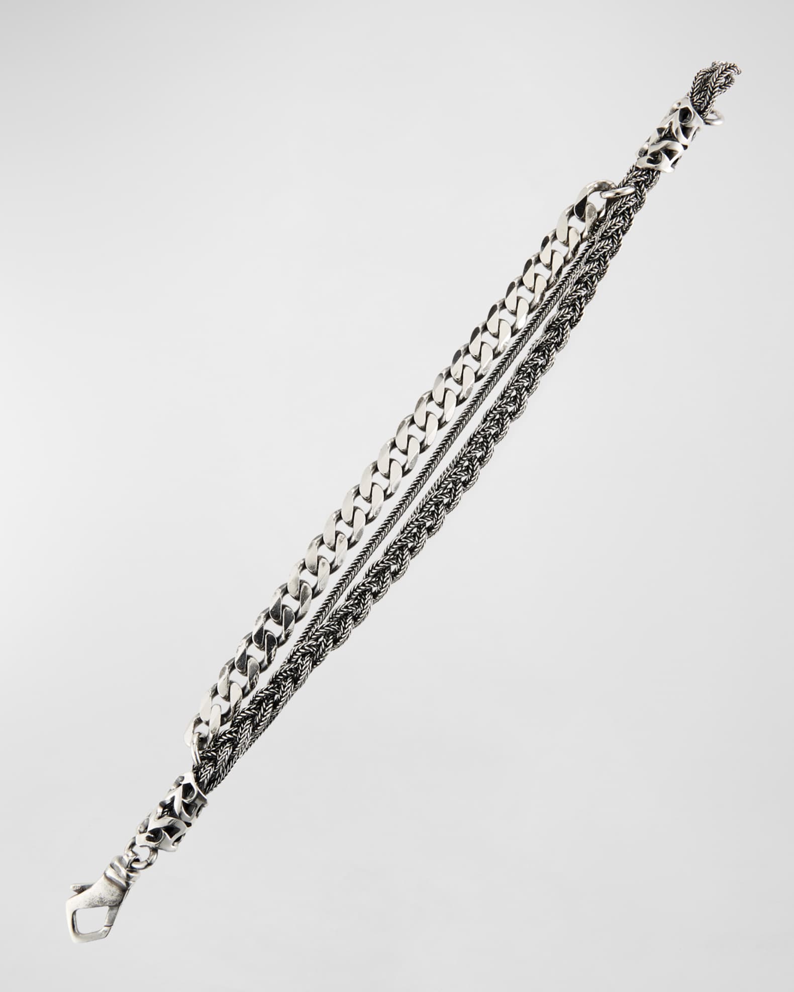Emanuele Bicocchi Silver 'Chain And Braided' Bracelet