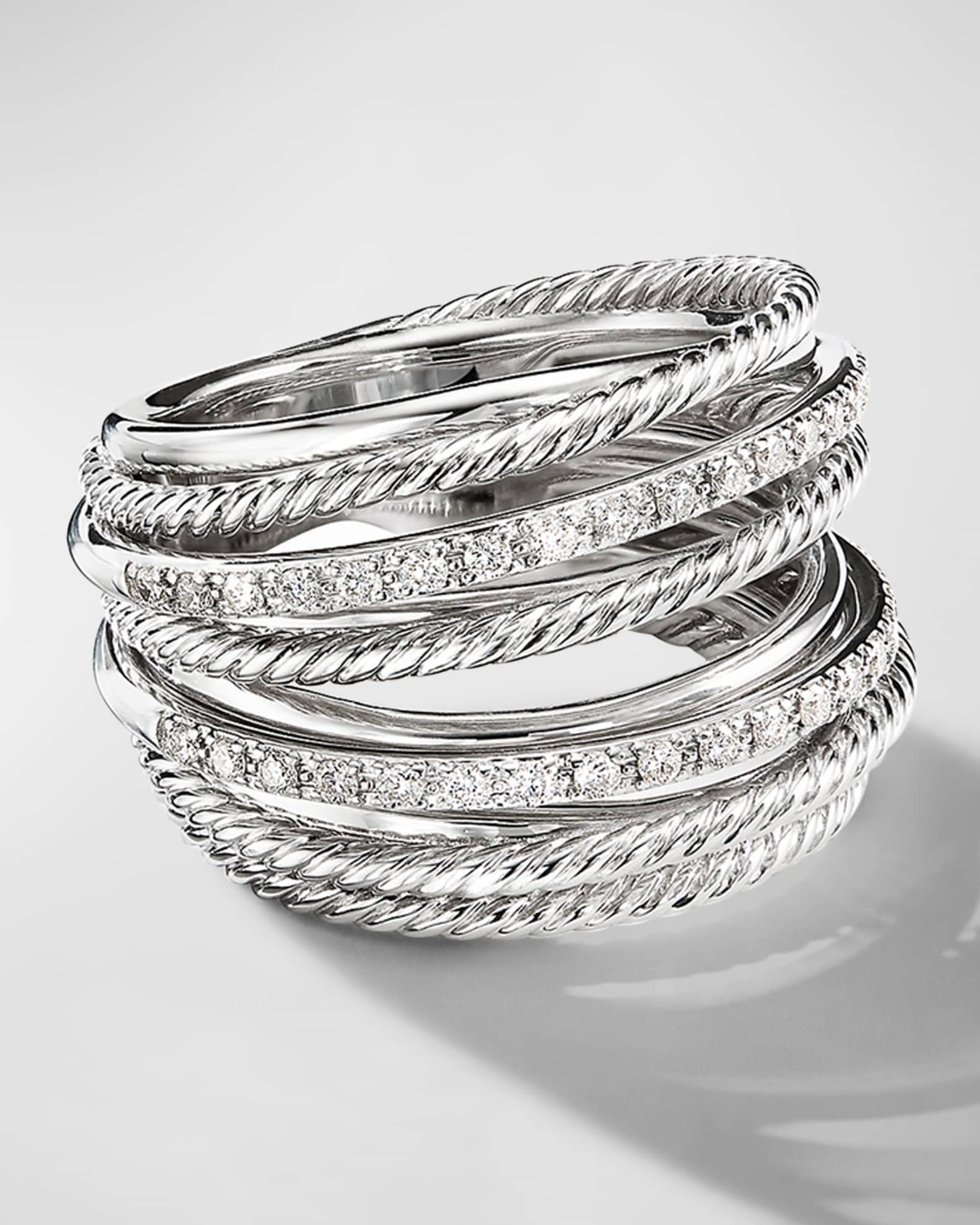 Crossover wide ring with diamonds deals