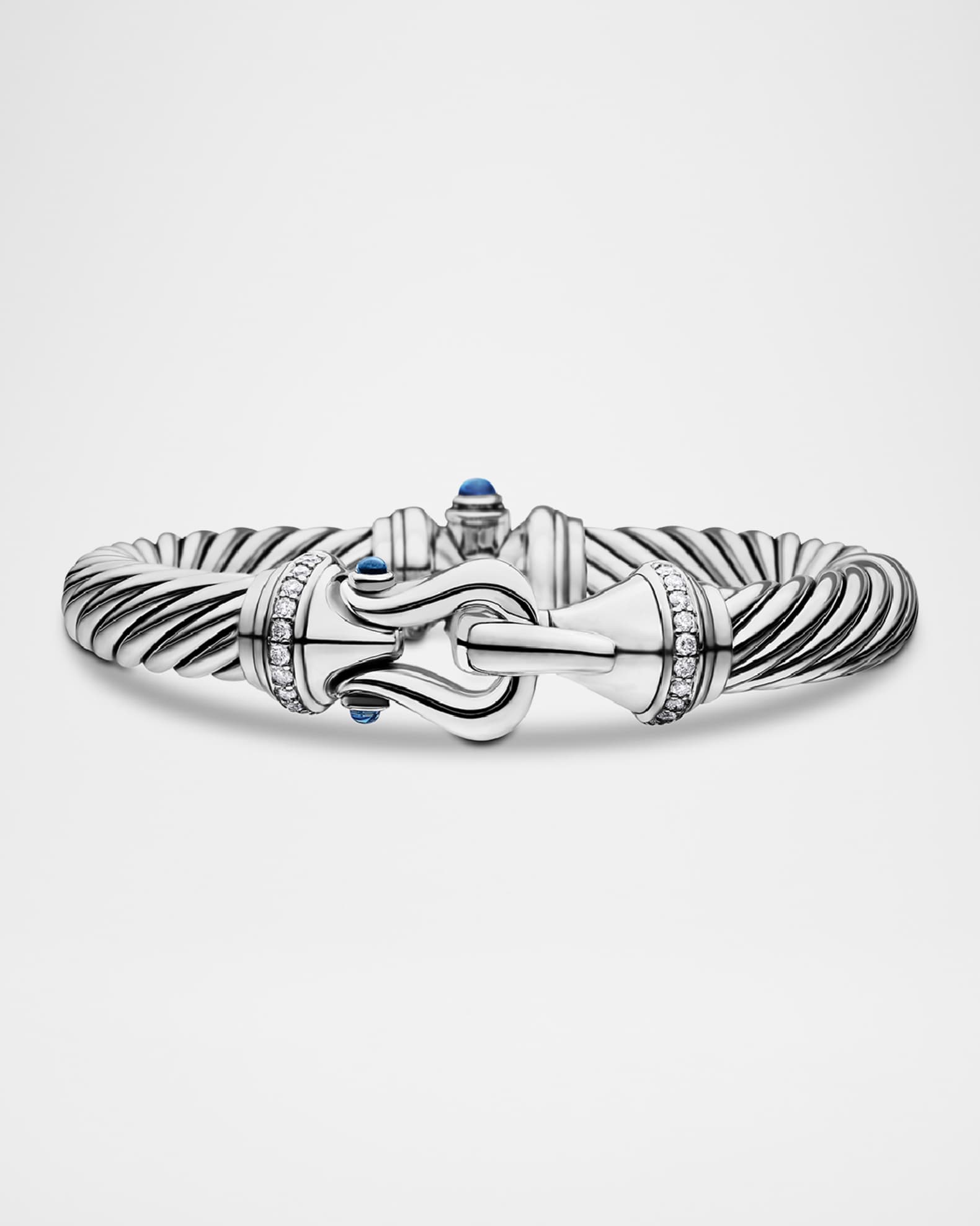 9mm Cable Buckle Bracelet w/ Diamonds & Topaz 0