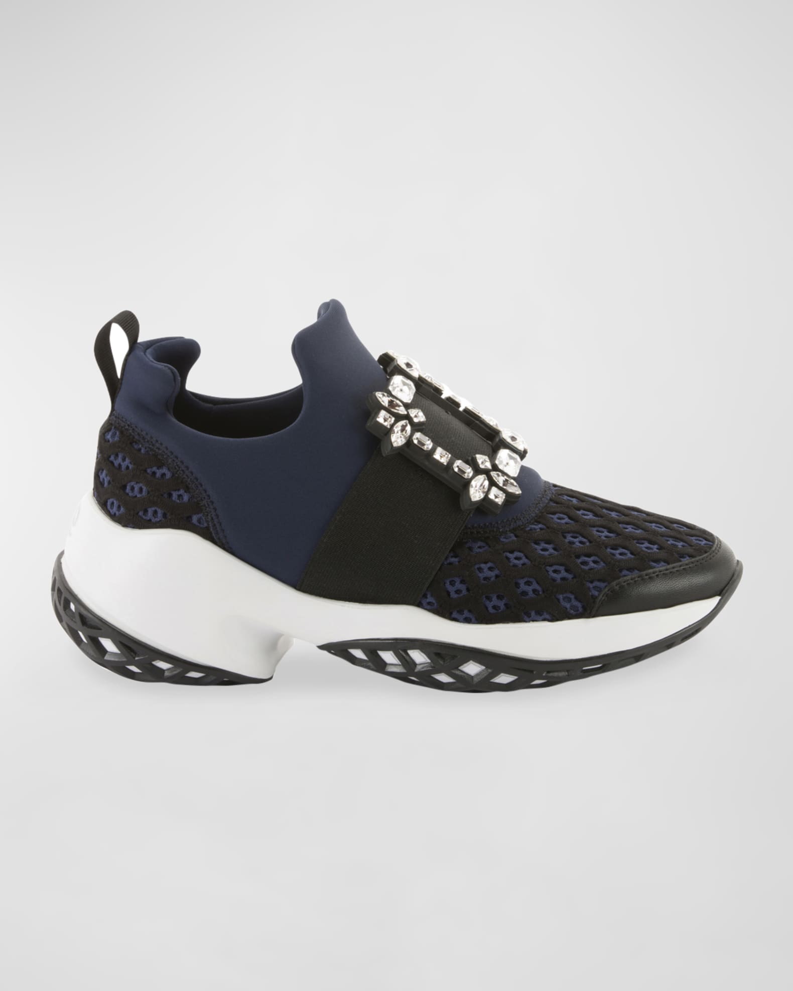 Roger Vivier Running Strass Buckle Stretch Sneakers | Neiman Marcus