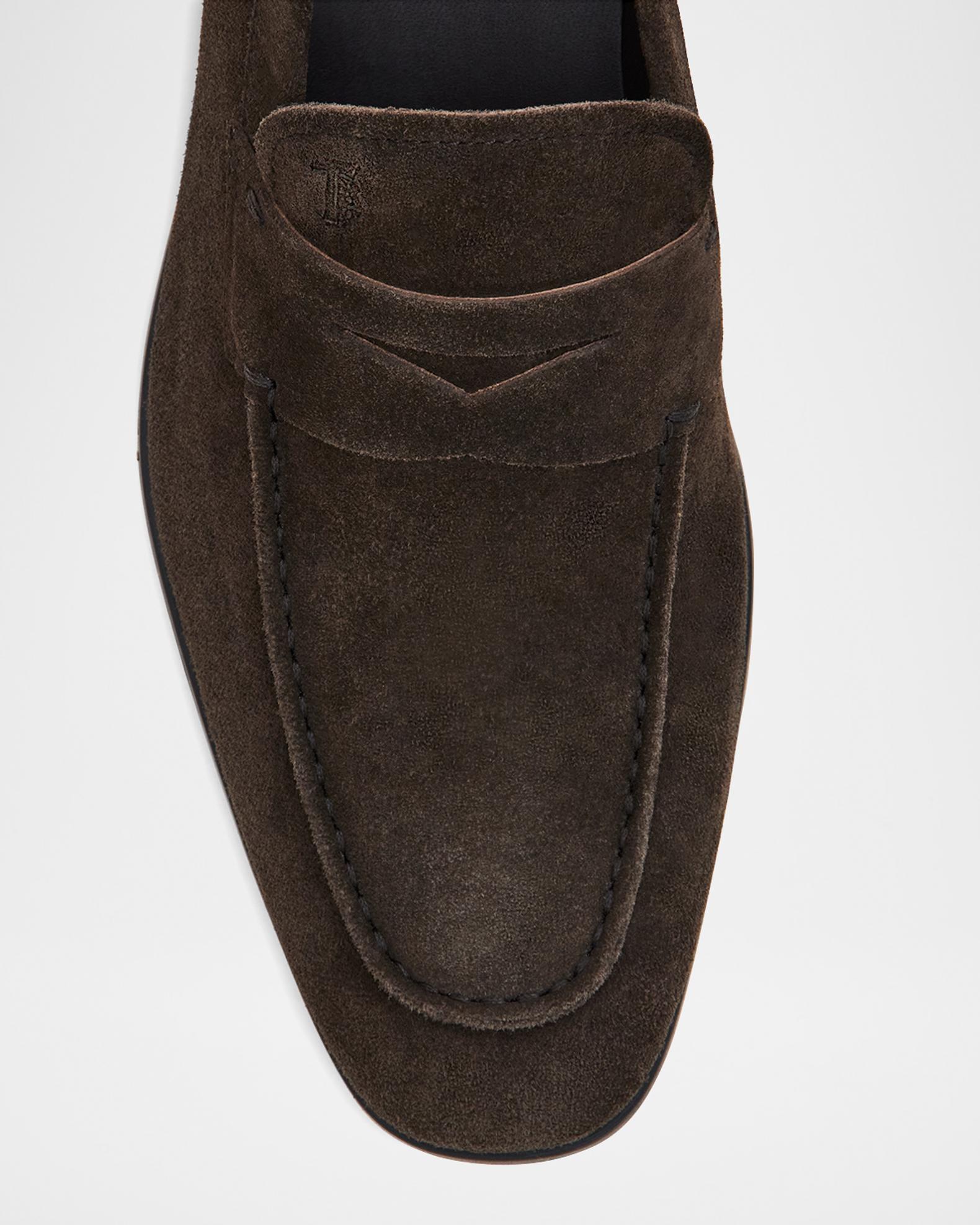 Tod\'s Men Moccasino Suede Penny Loafer in Dark Brown Tod main image 2