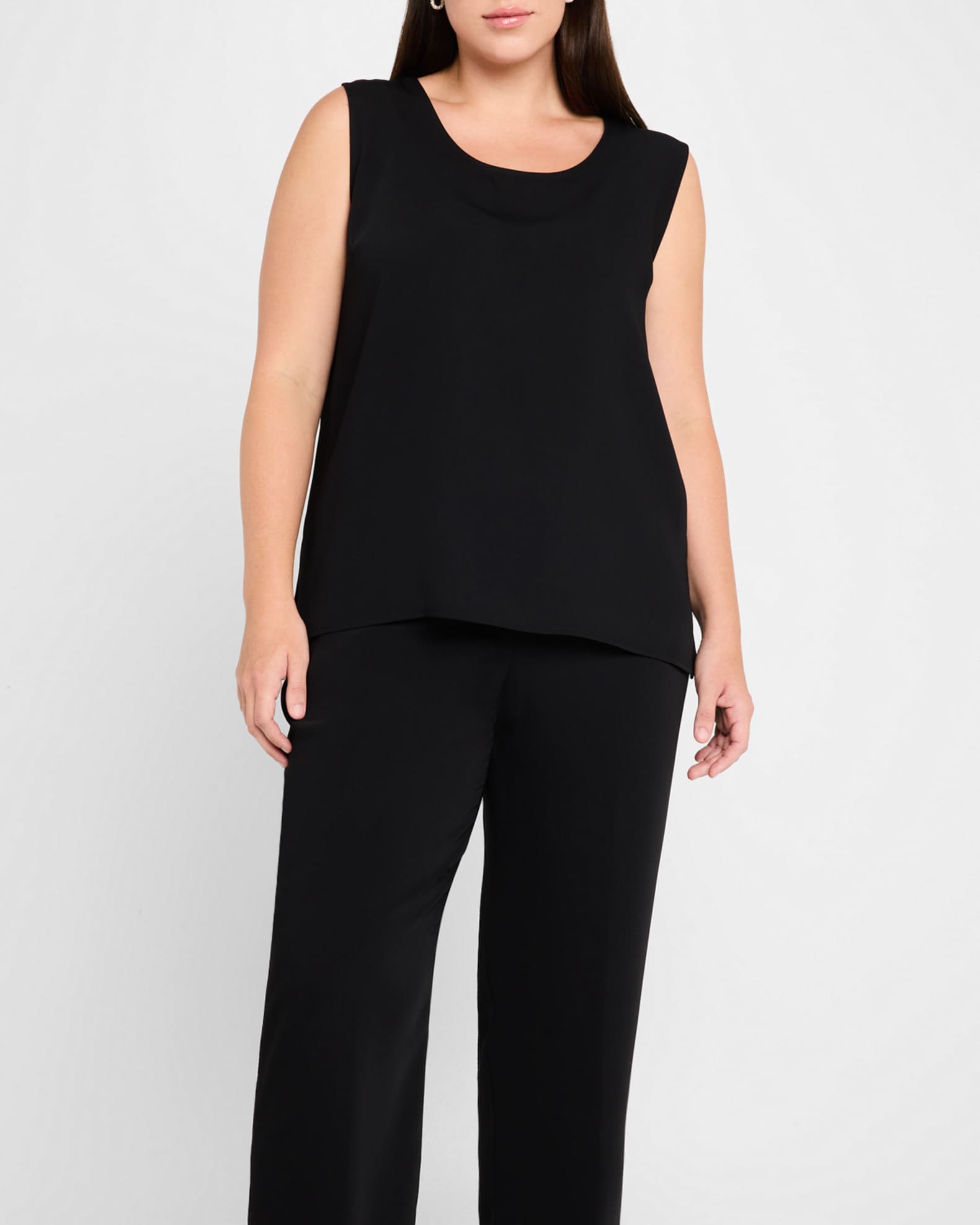 Plus Size Crepe Suzette Longer Tank with Side Slits