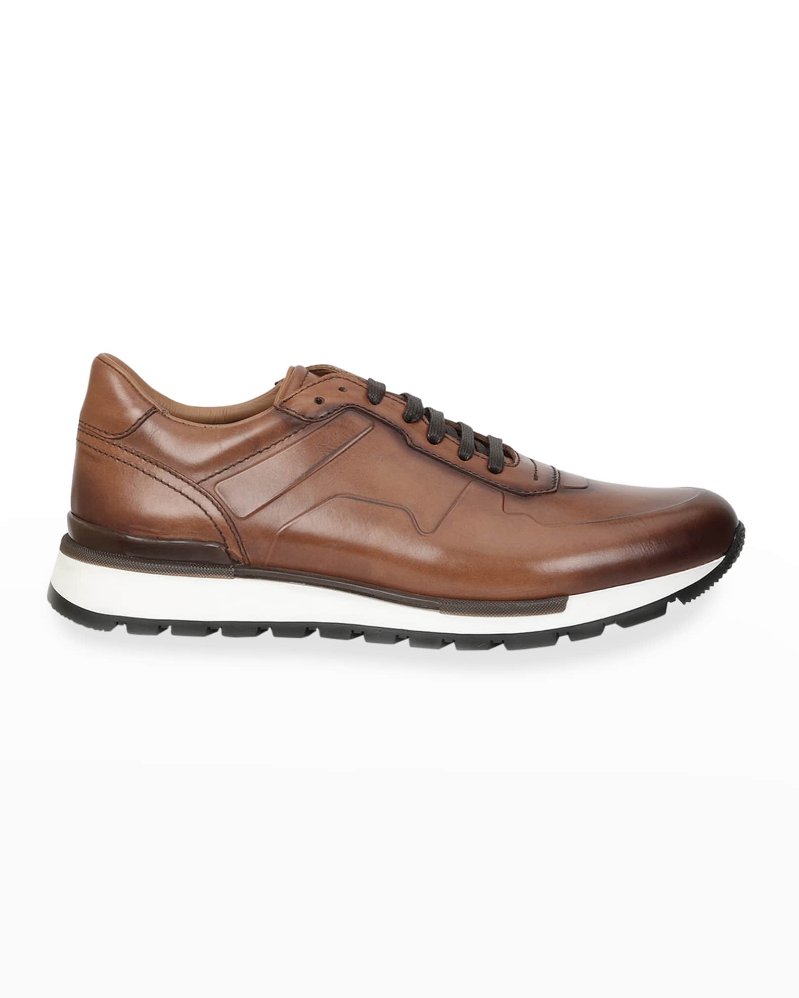 Brown leather athletic shoes Outlet