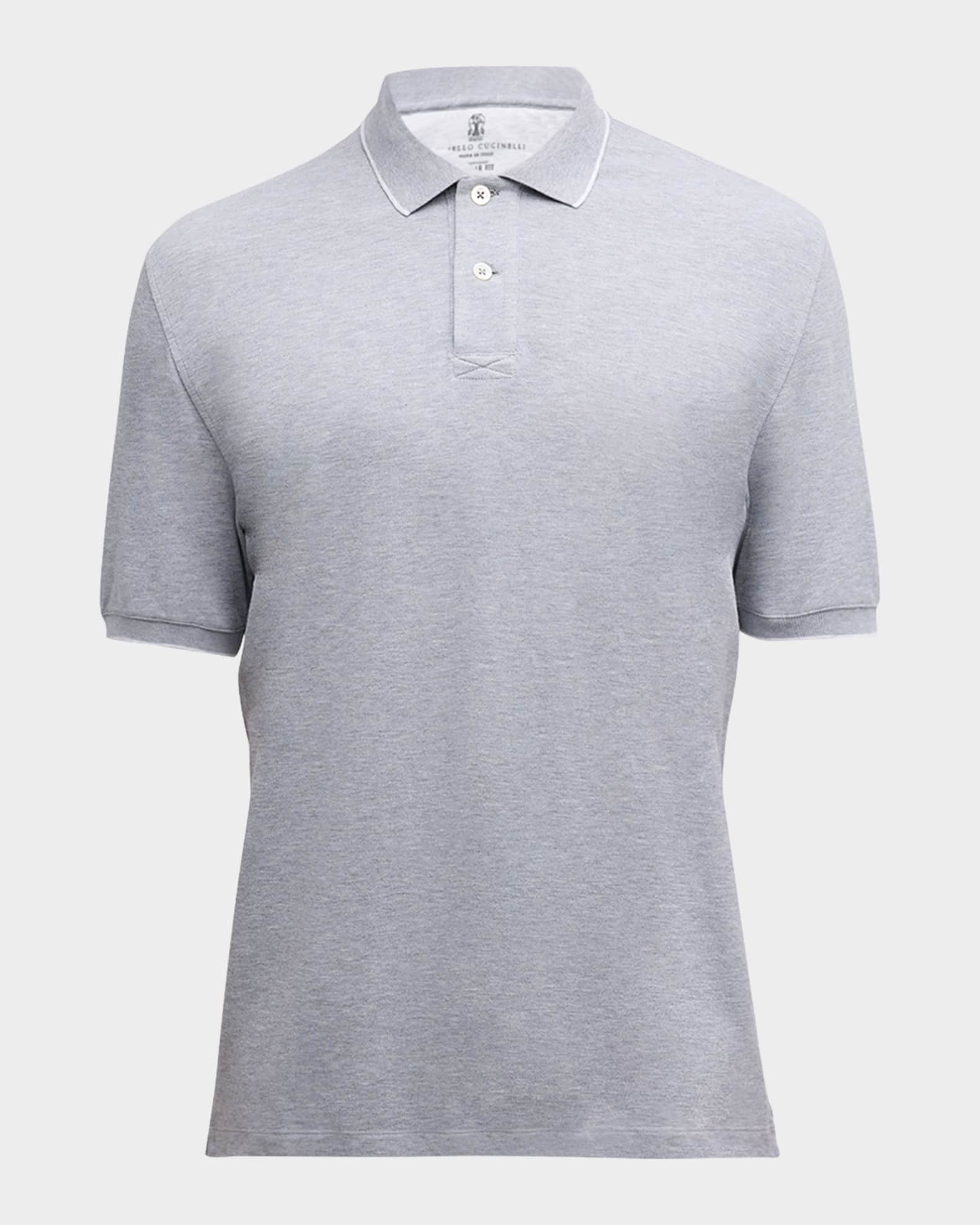 Brunello Cucinelli Men's Solid Pique Polo Shirt | Neiman Marcus